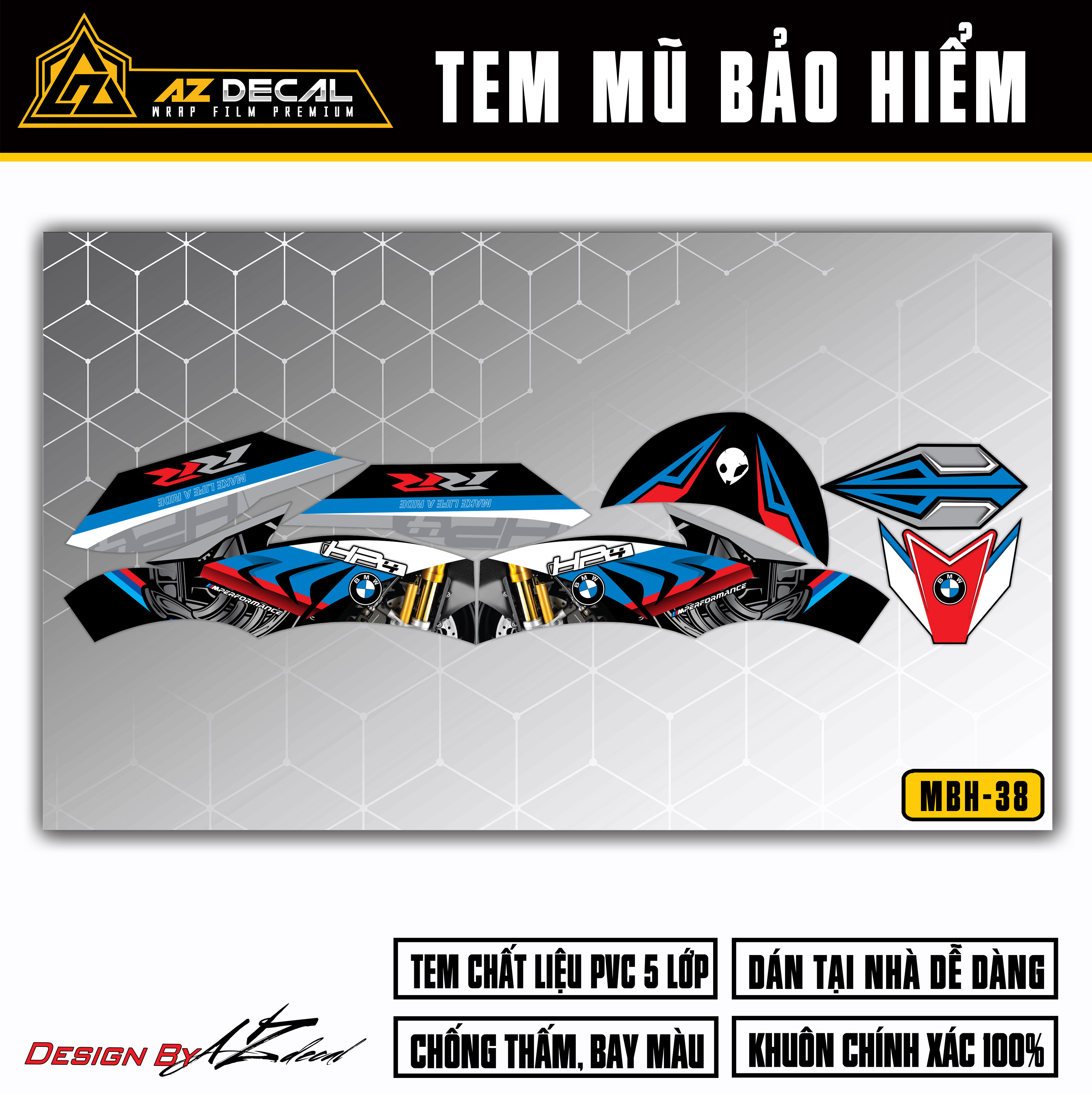 Decal dán mũ bảo hiểm mẫu HP4