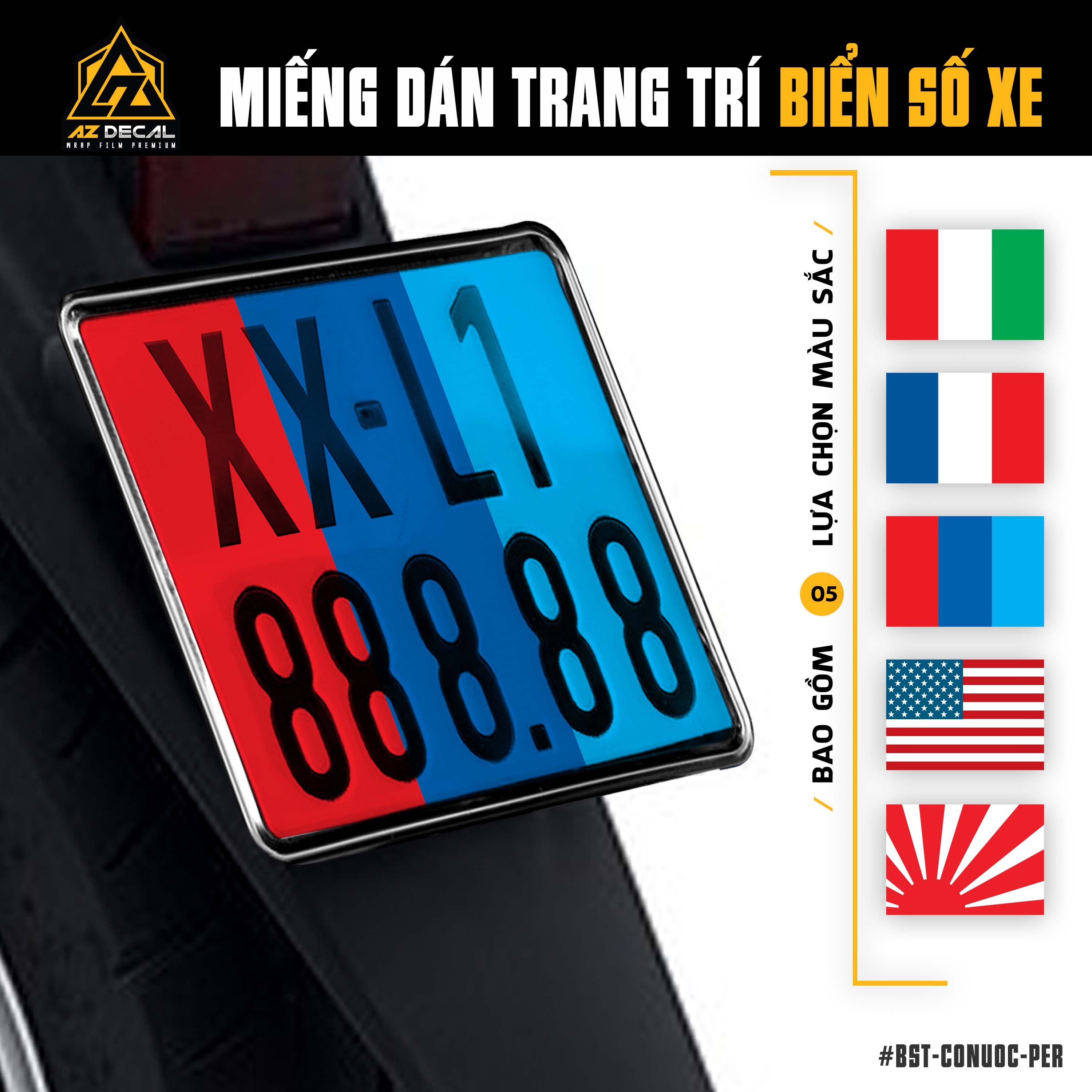 Decal dán biển số xe máy, xe mô tô mẫu Performance