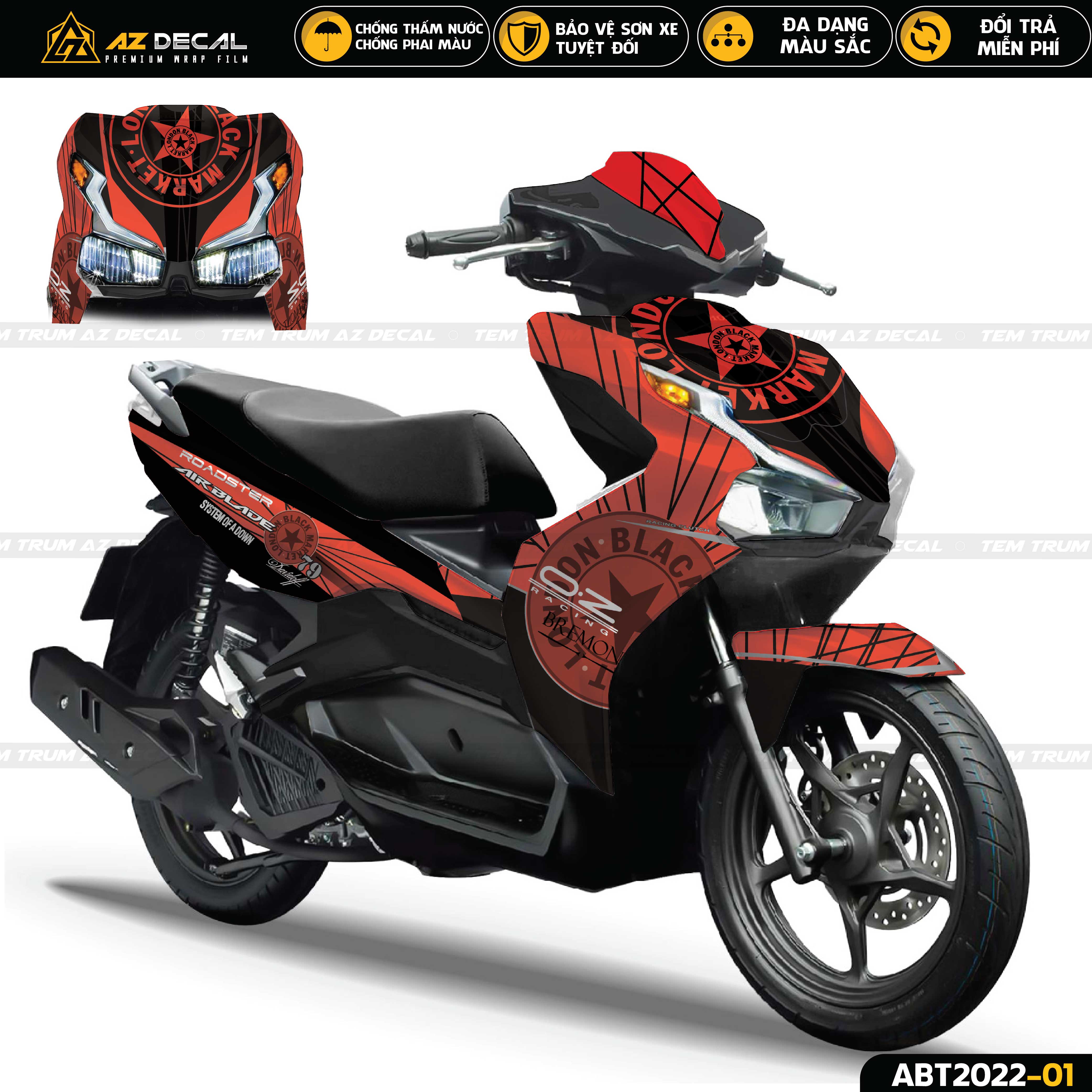 Dán decal xe Honda Air Blade 2020 - 2022 đỏ