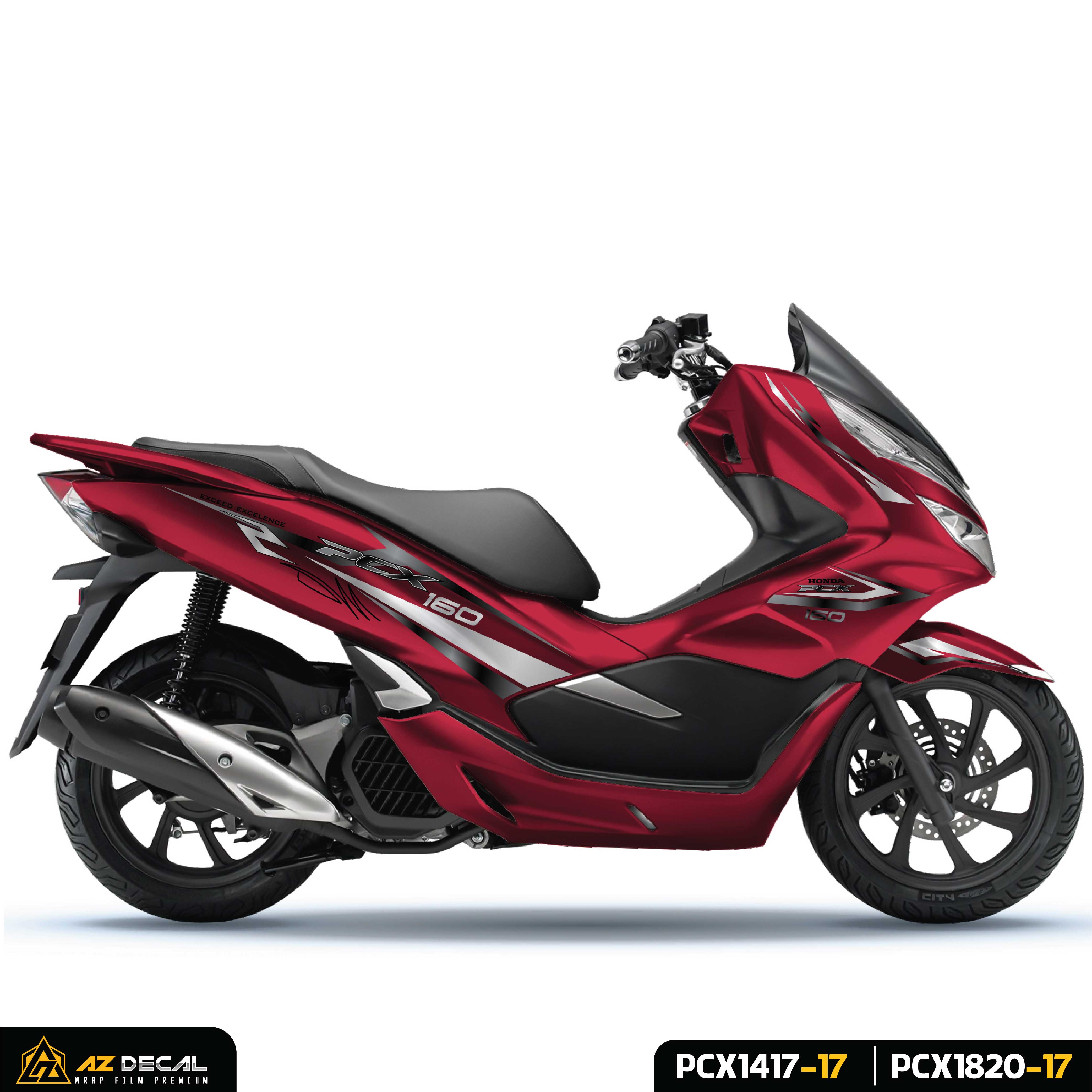 Tem xe PCX 160 màu đen trắng (nền đỏ)