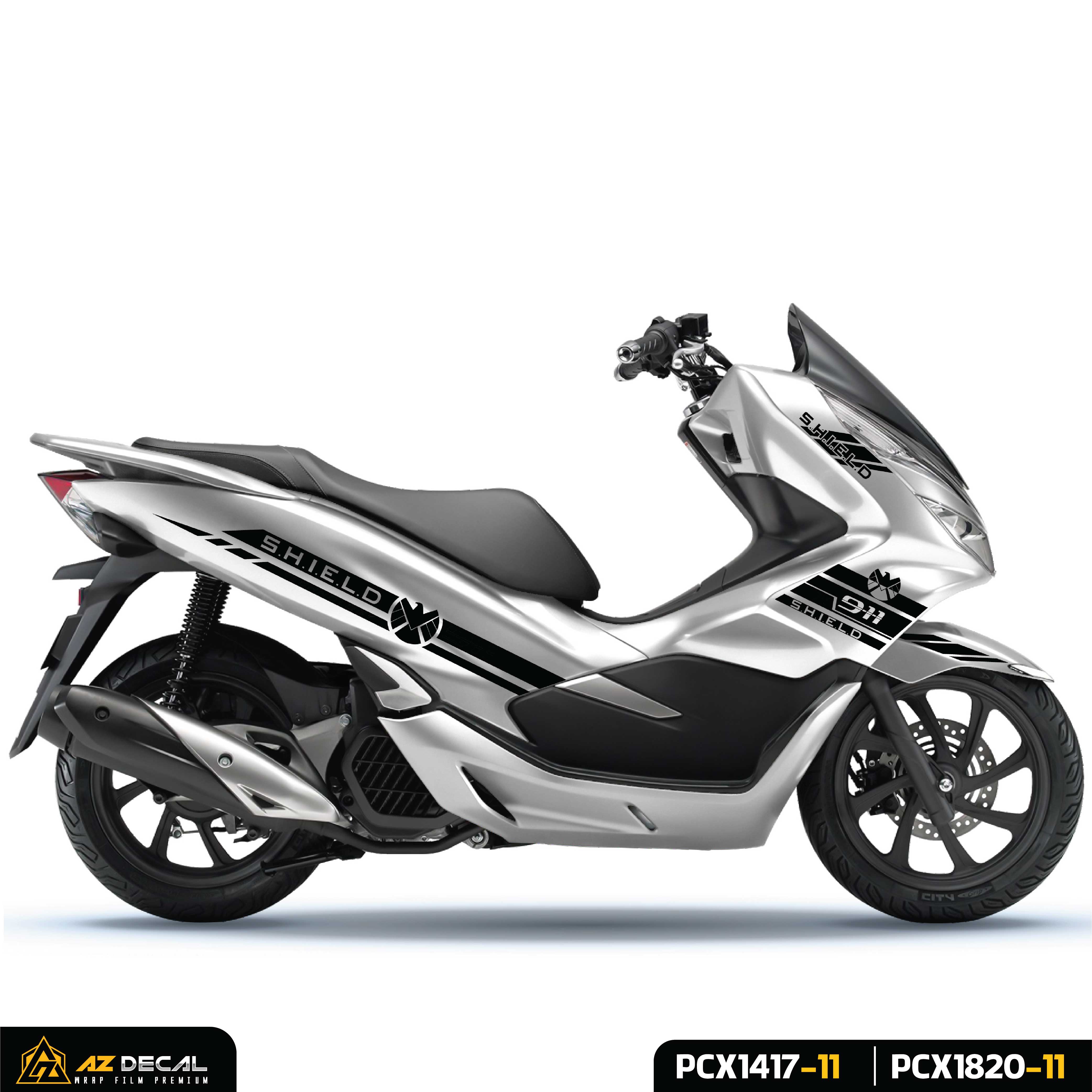 Decal dán xe PCX đẹp màu đen trắng mẫu SHIELD