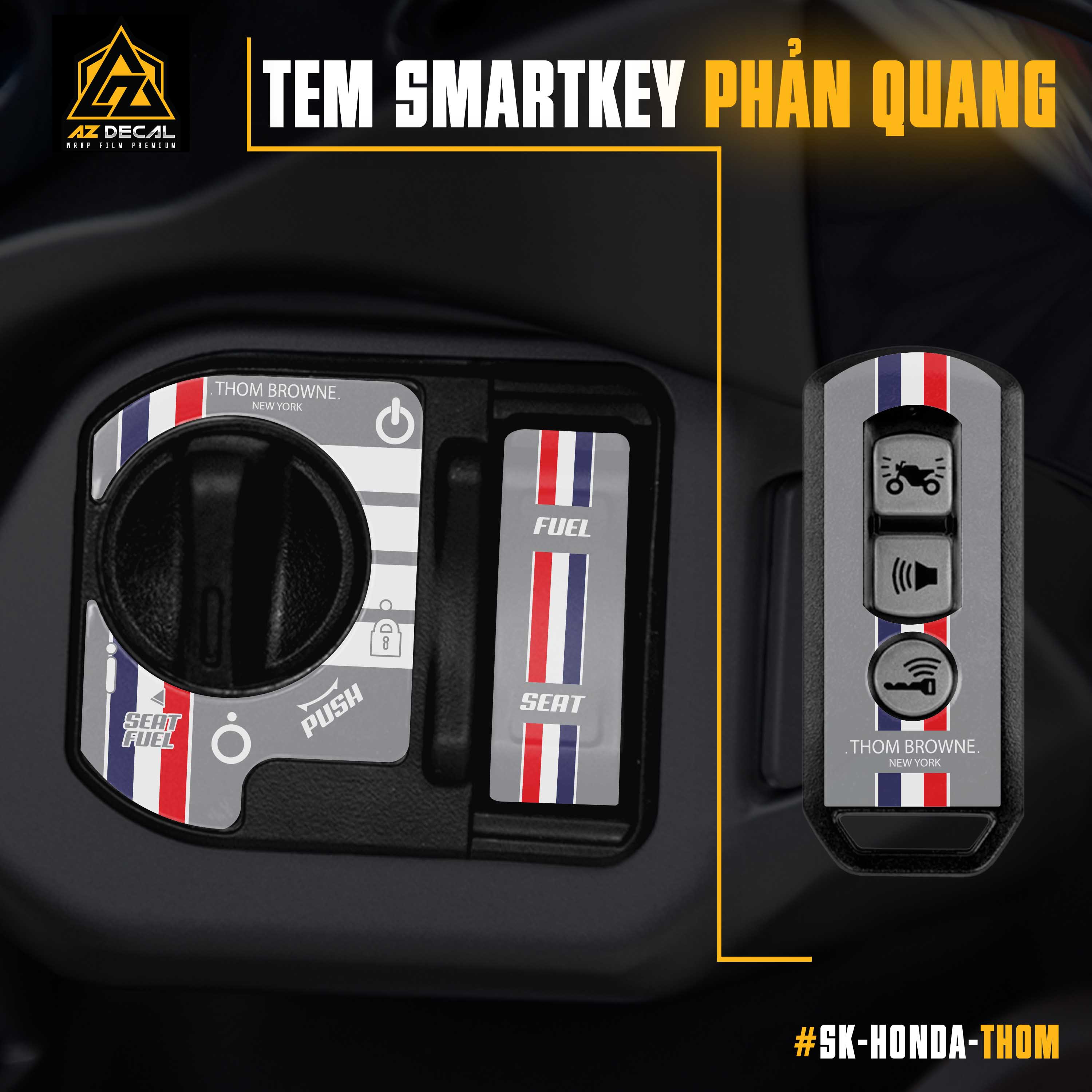 Decal phản quang dán Smartkey phong cách Thom Browne