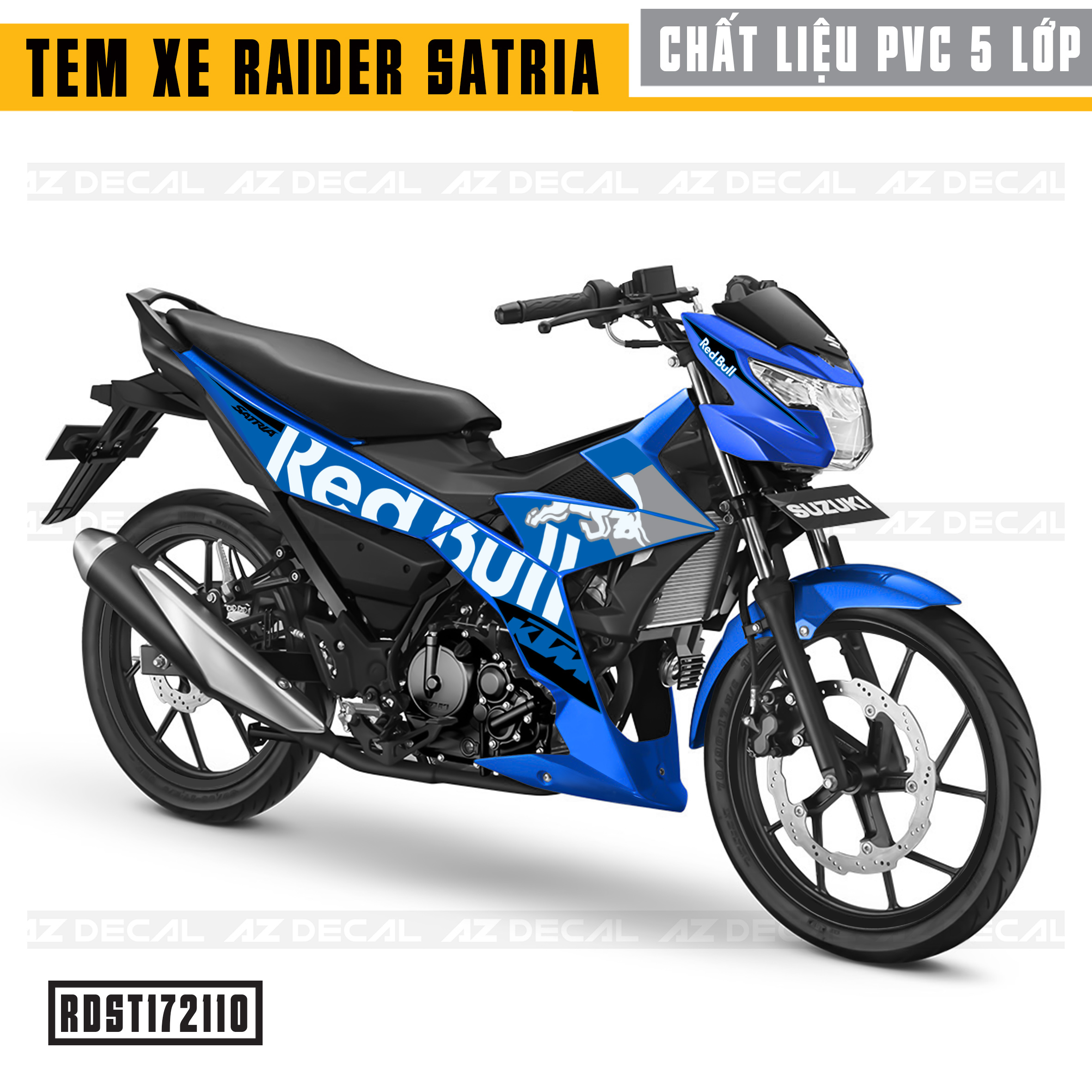 Tem xe Raider / Satria Mẫu Redbull - Xe Xanh