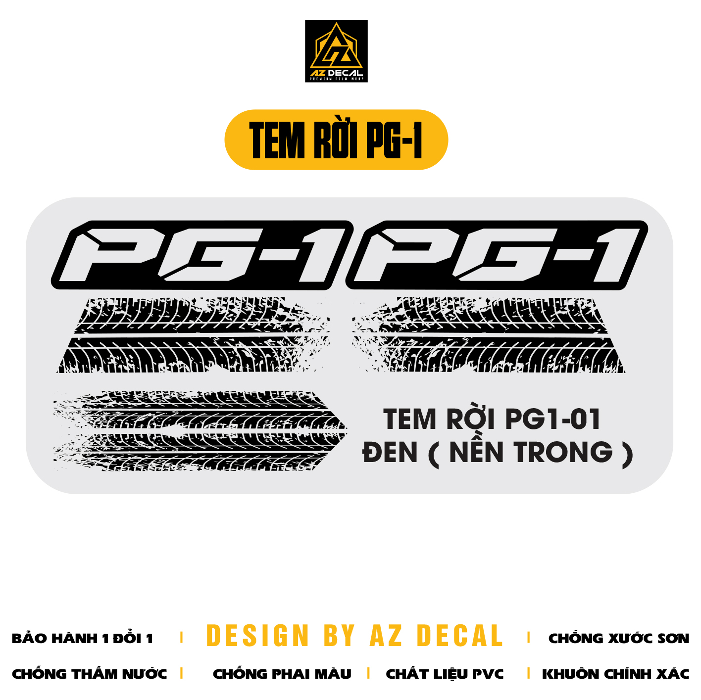 Chi tiết mẫu tem rời PG-1 đen nền trong