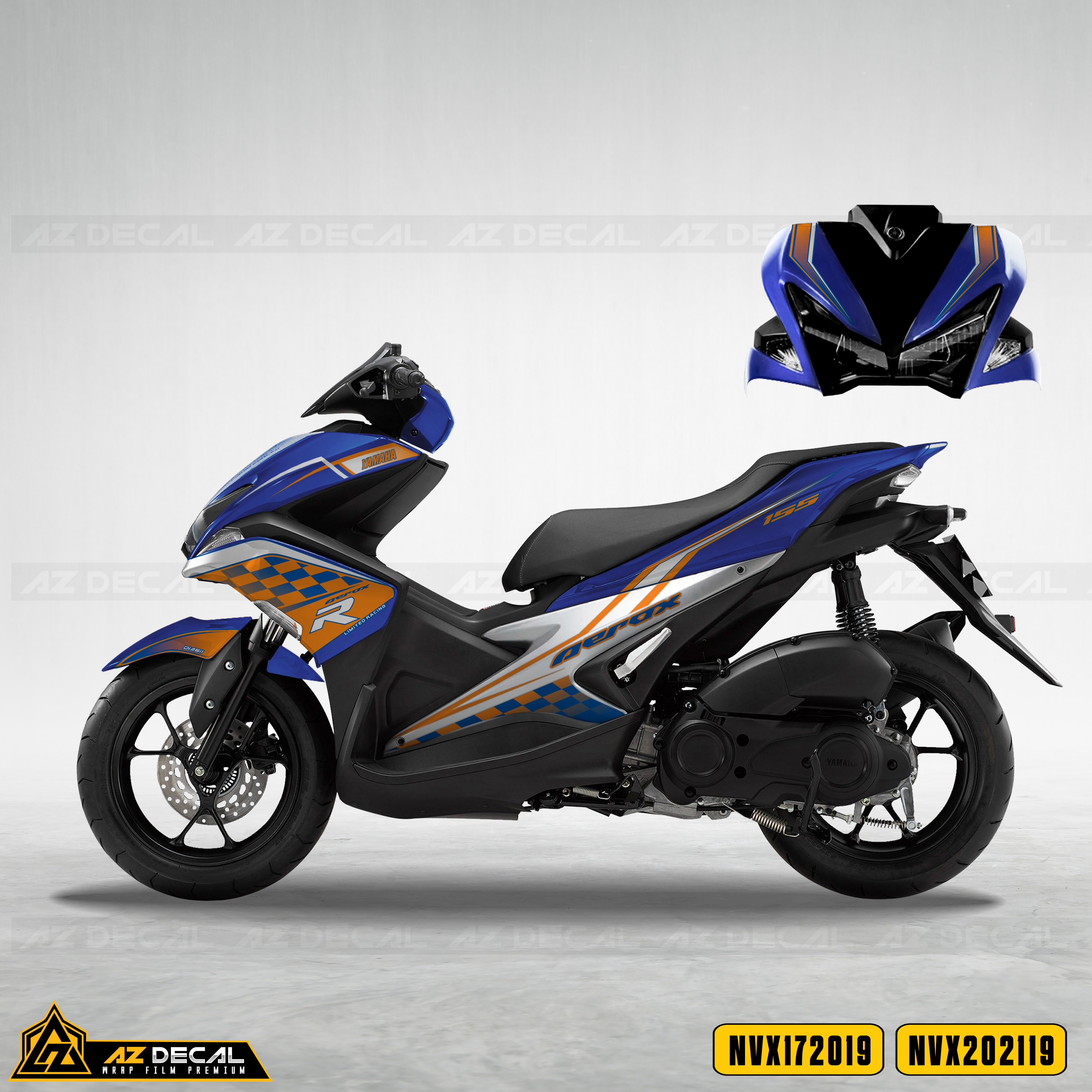 Dán decal xe NVX xanh dương mẫu Aerox Racing