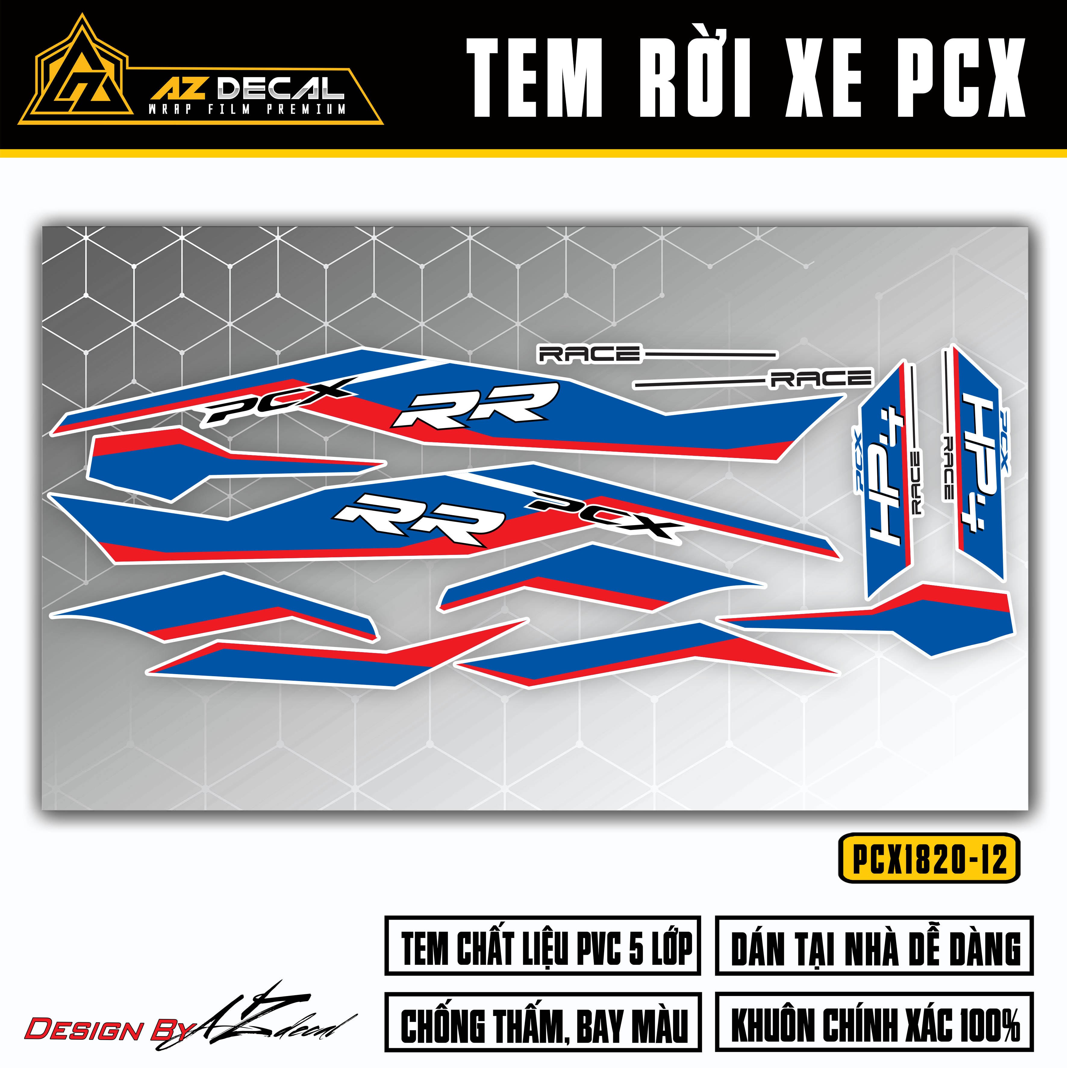 Decal xe PCX 2014 - 2020 đẹp dán xe trắng