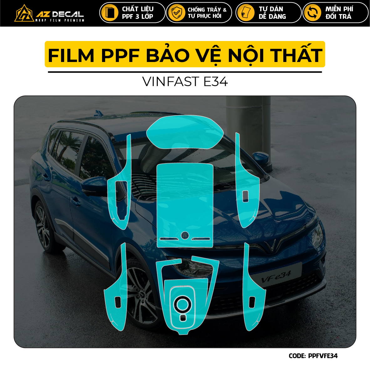 Bộ PPF dán nội thất xe ô tô VinFast E34