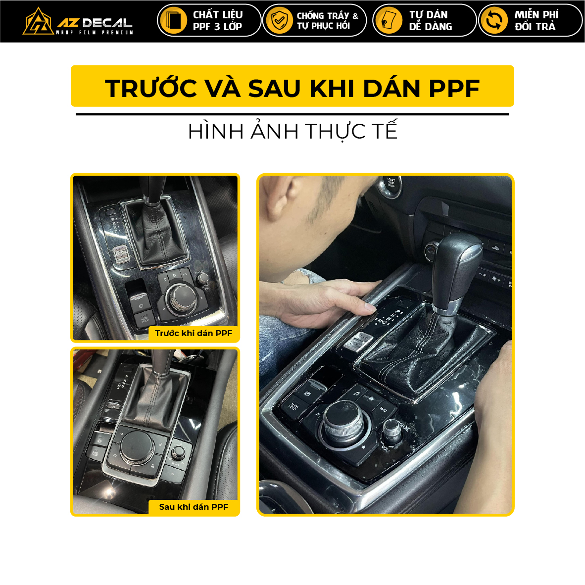 Trước và sau khi dán PPF nội thất xe ô tô