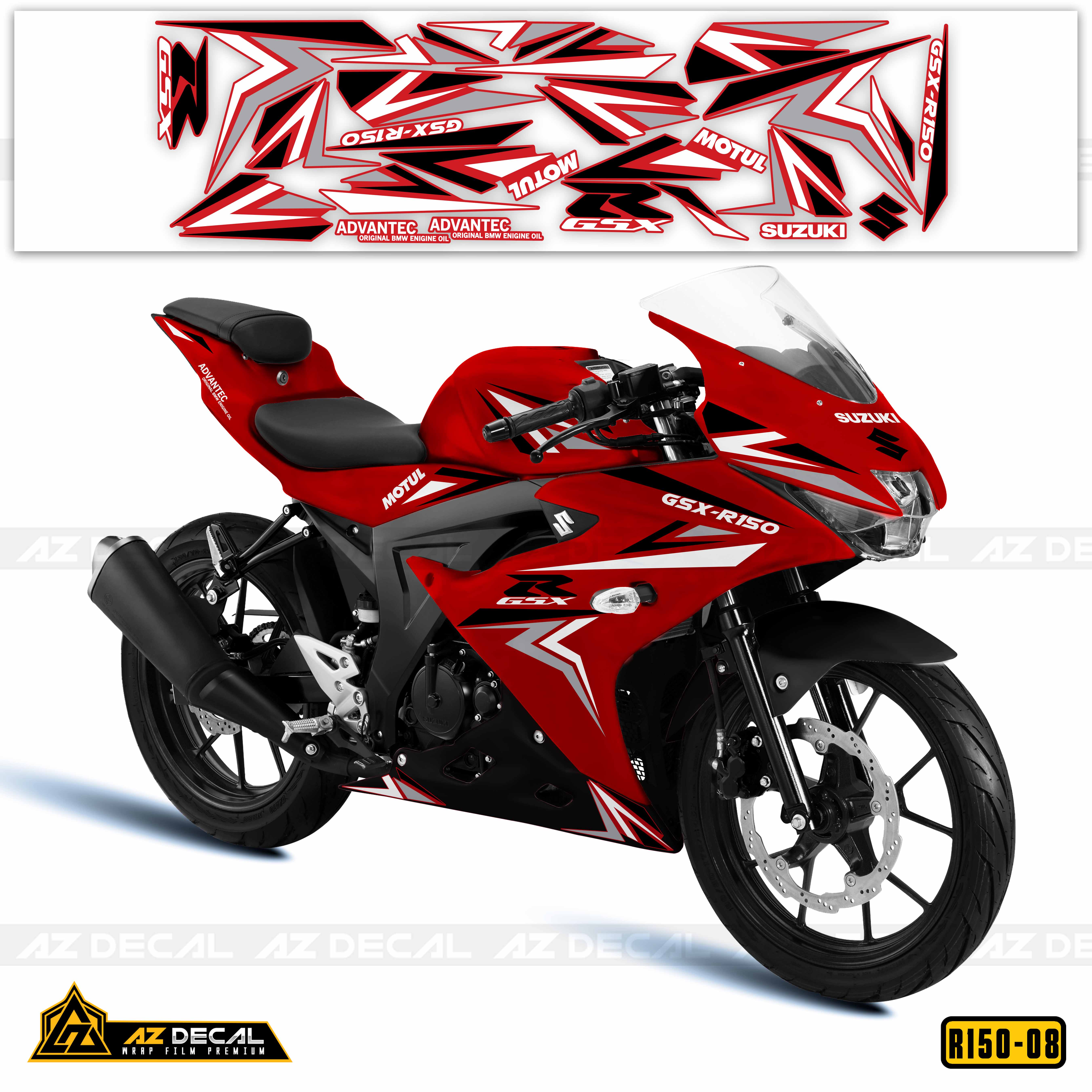 Mẫu decal dán xe GSX-R150 đen trắng đỏ