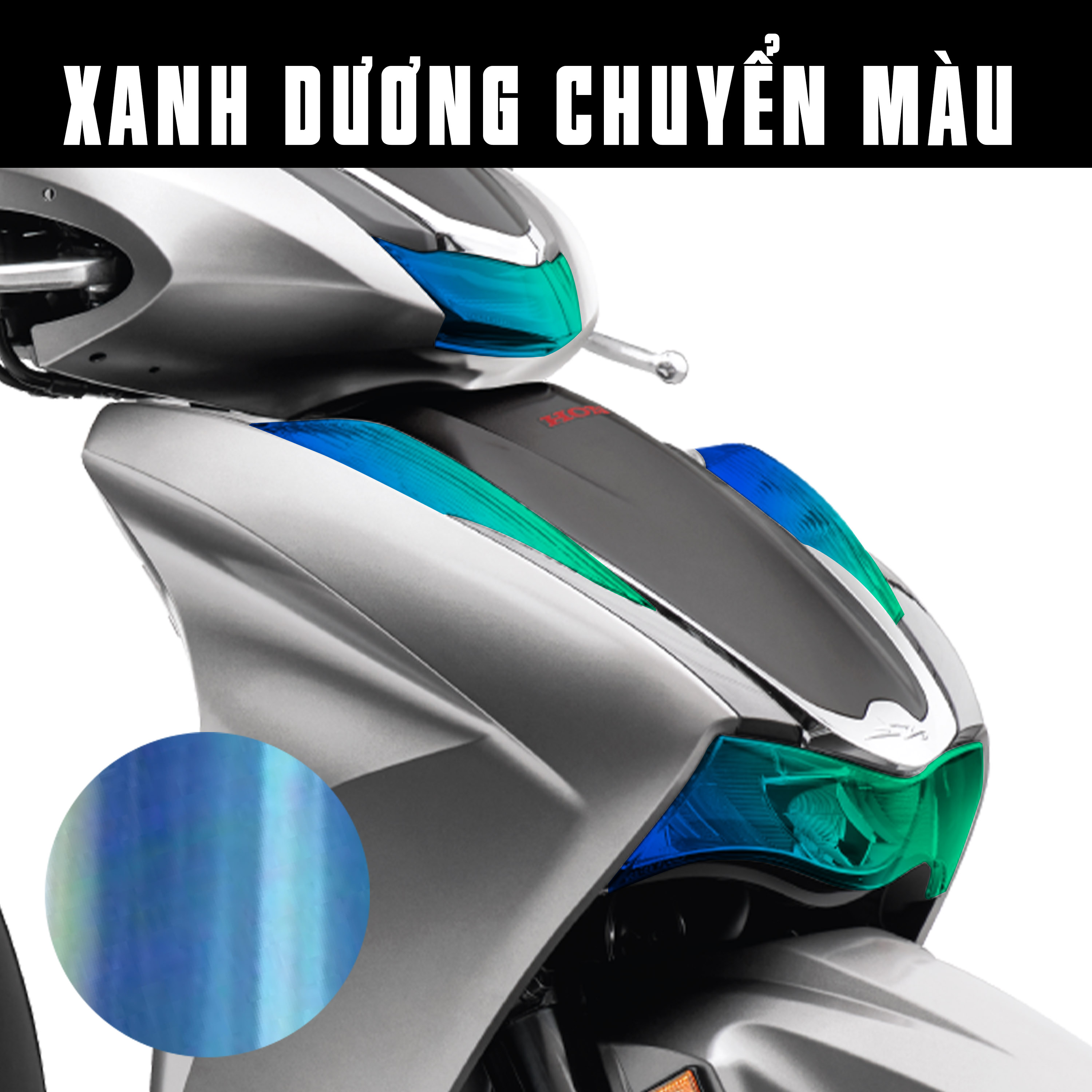 Decal dán đèn xe SH 350i màu xanh dương đẹp