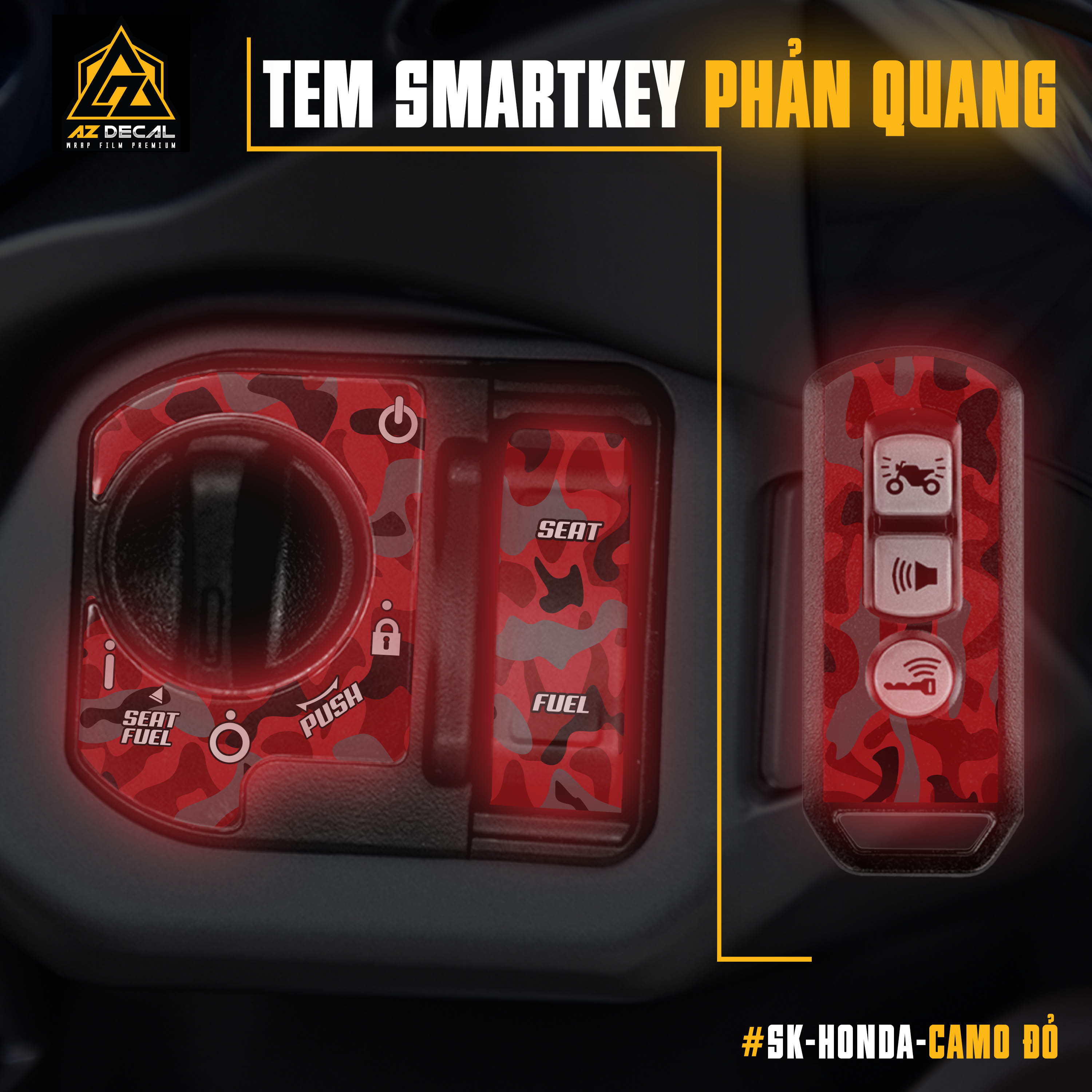 Decal dán smartkey SH, SH Mode, Vario, AB, Winner Camo đỏ