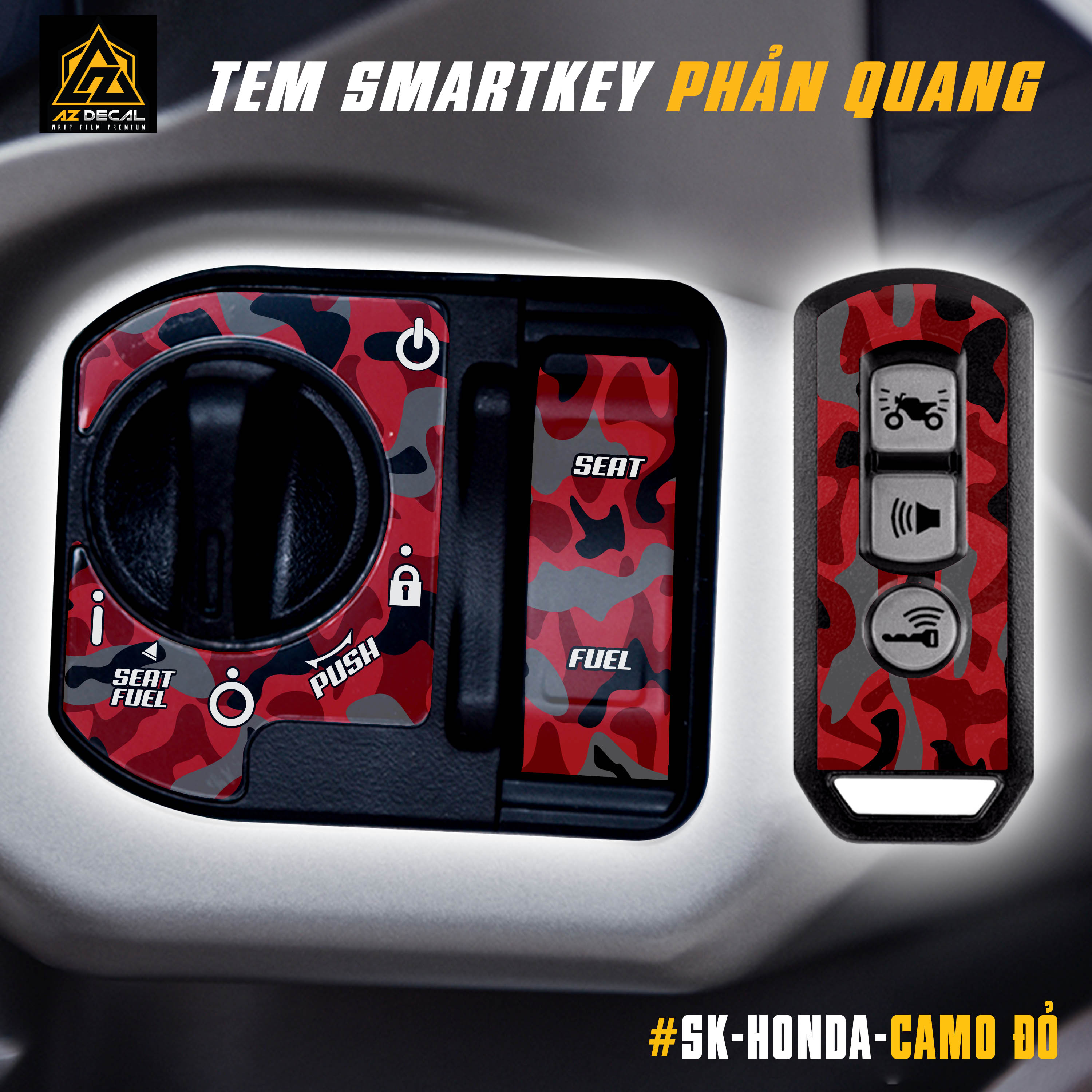 Sticker dán smartkey Honda SH, Vision, Air Blade, Vario phản quang