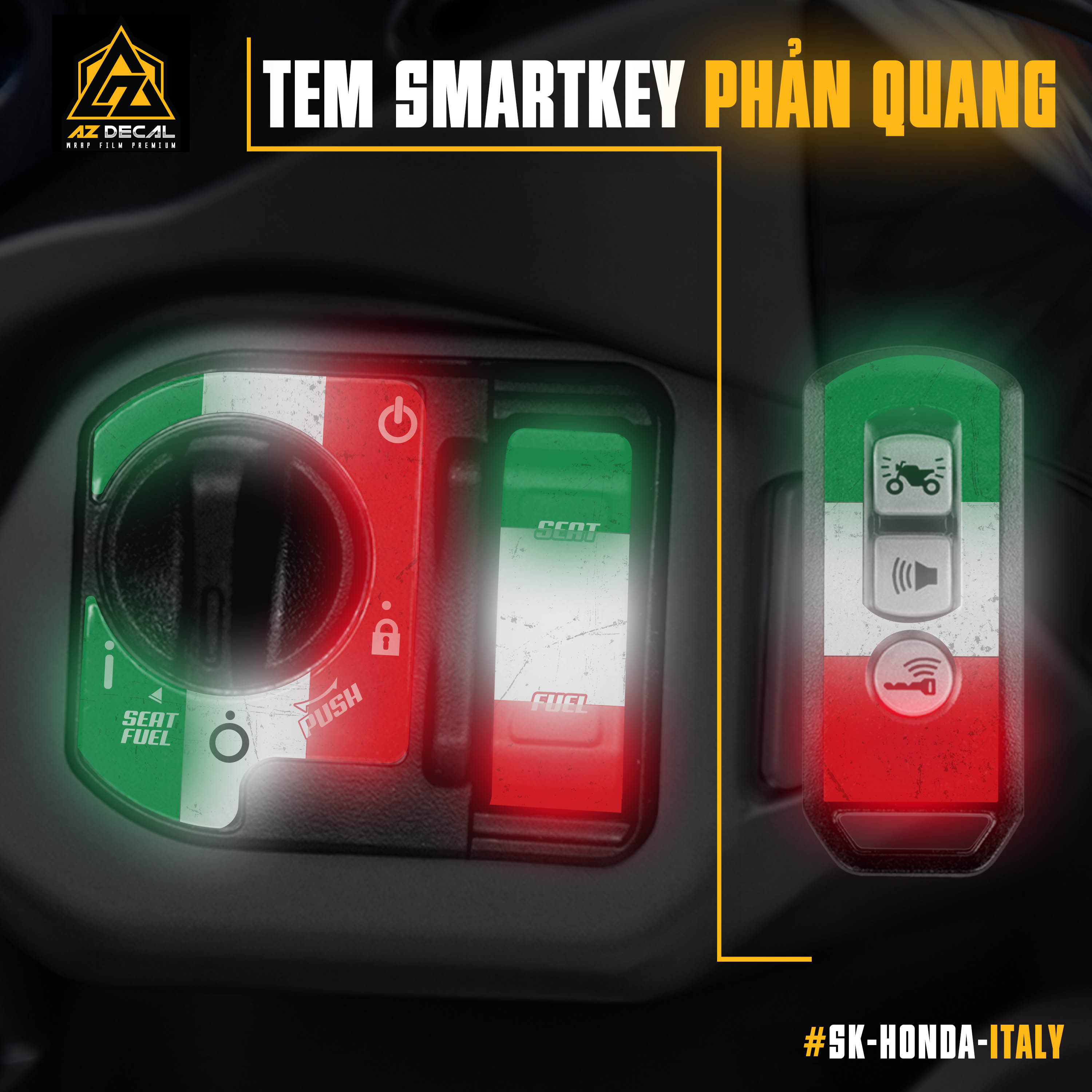 Decal dán smartkey SH, SH Mode, Vario, AB, Winner mẫu Italy