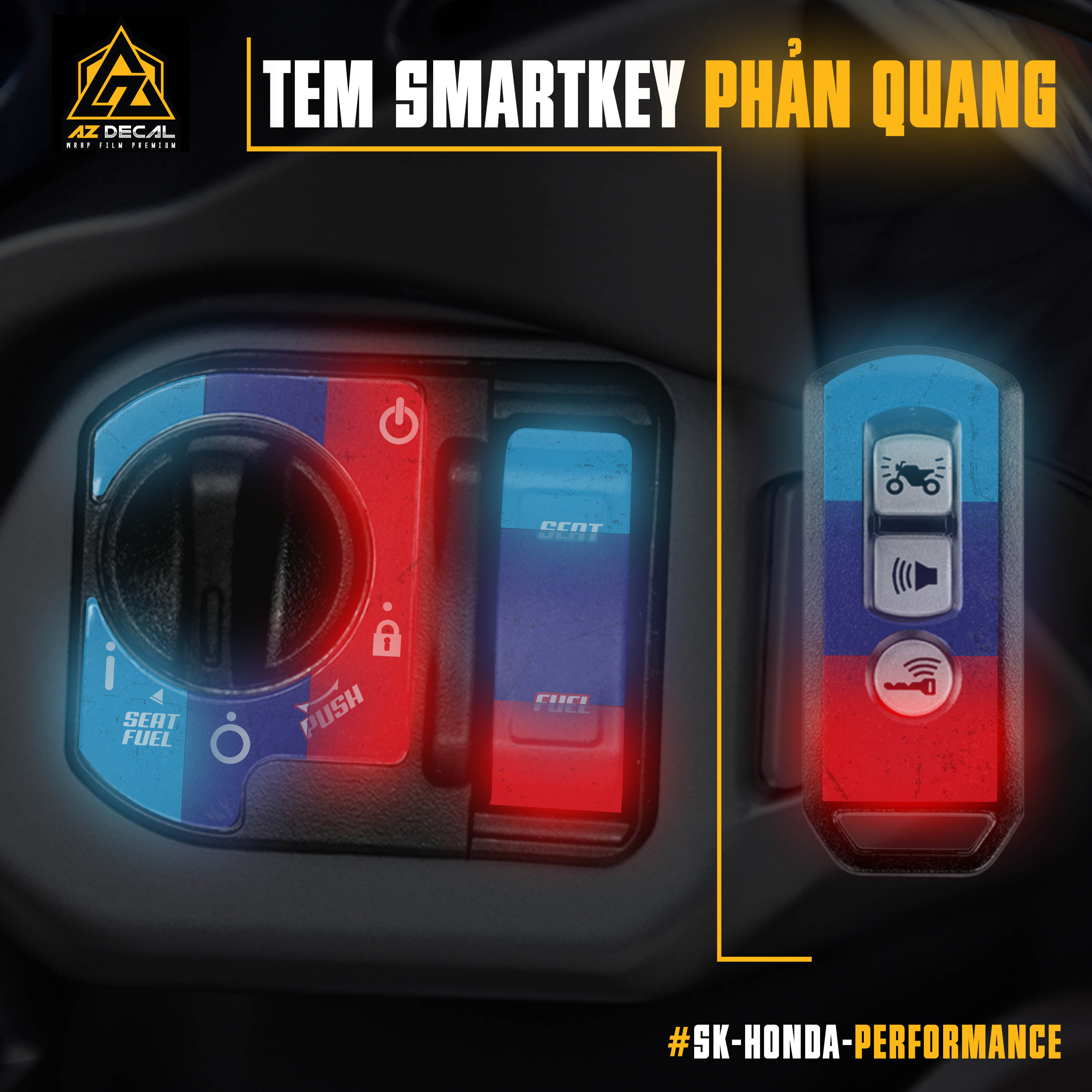 Decal phản quang mẫu Performance dán Smart Key