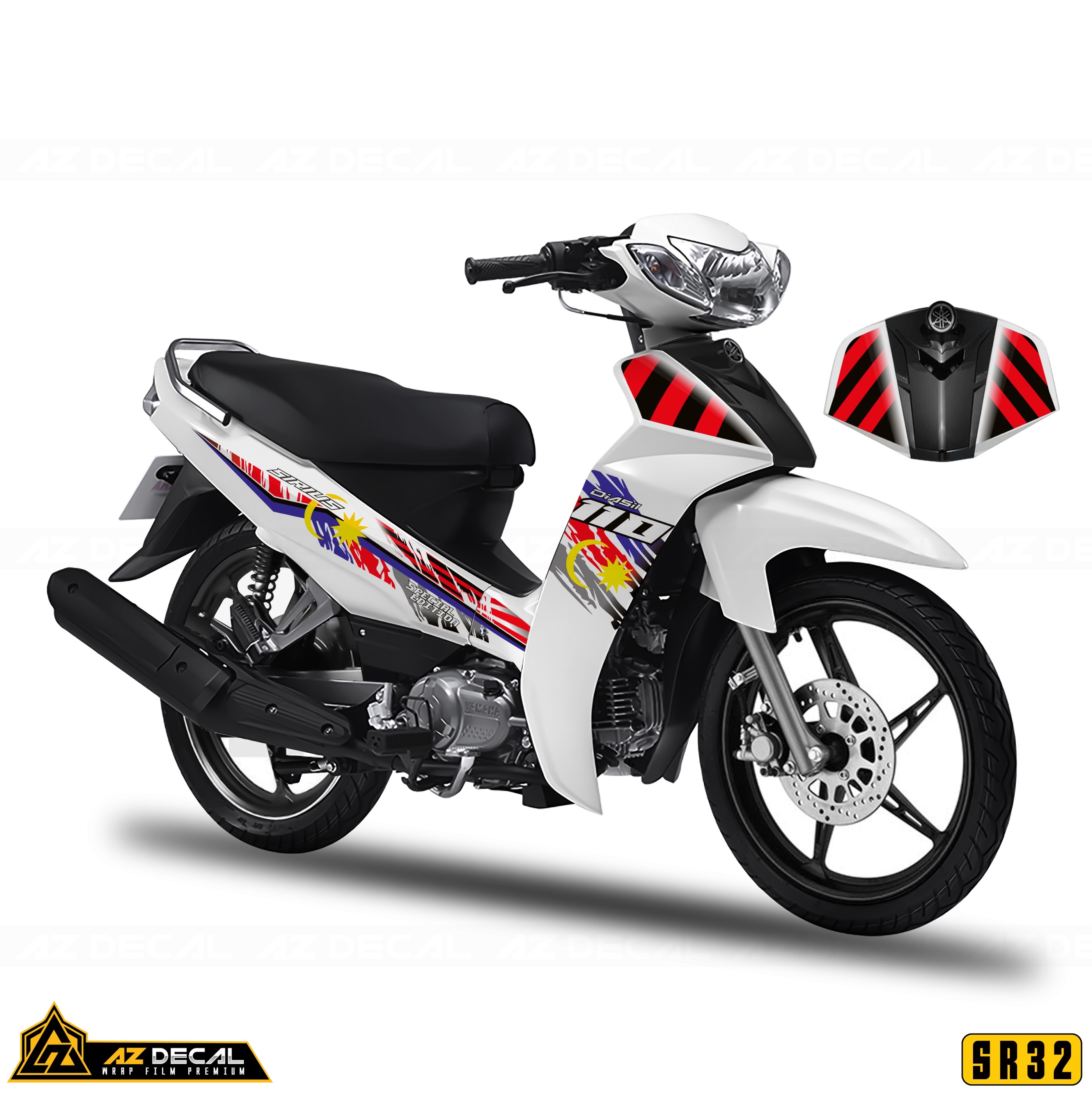 Decal dán xe Sirius RC phong cách Malaysia dán xe trắng