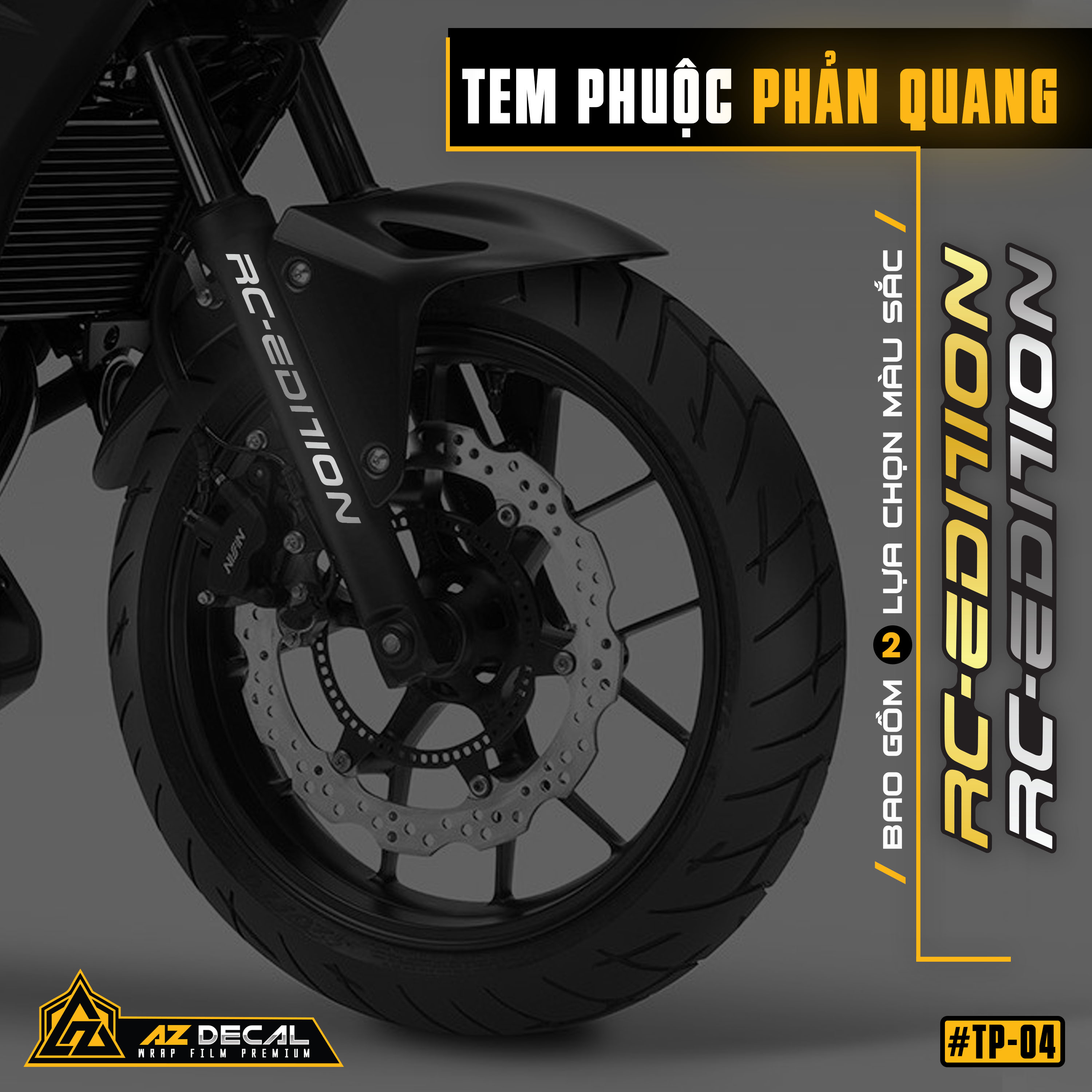 Tem dán phuộc trước xe máy phản quang mẫu RC Edition TP04