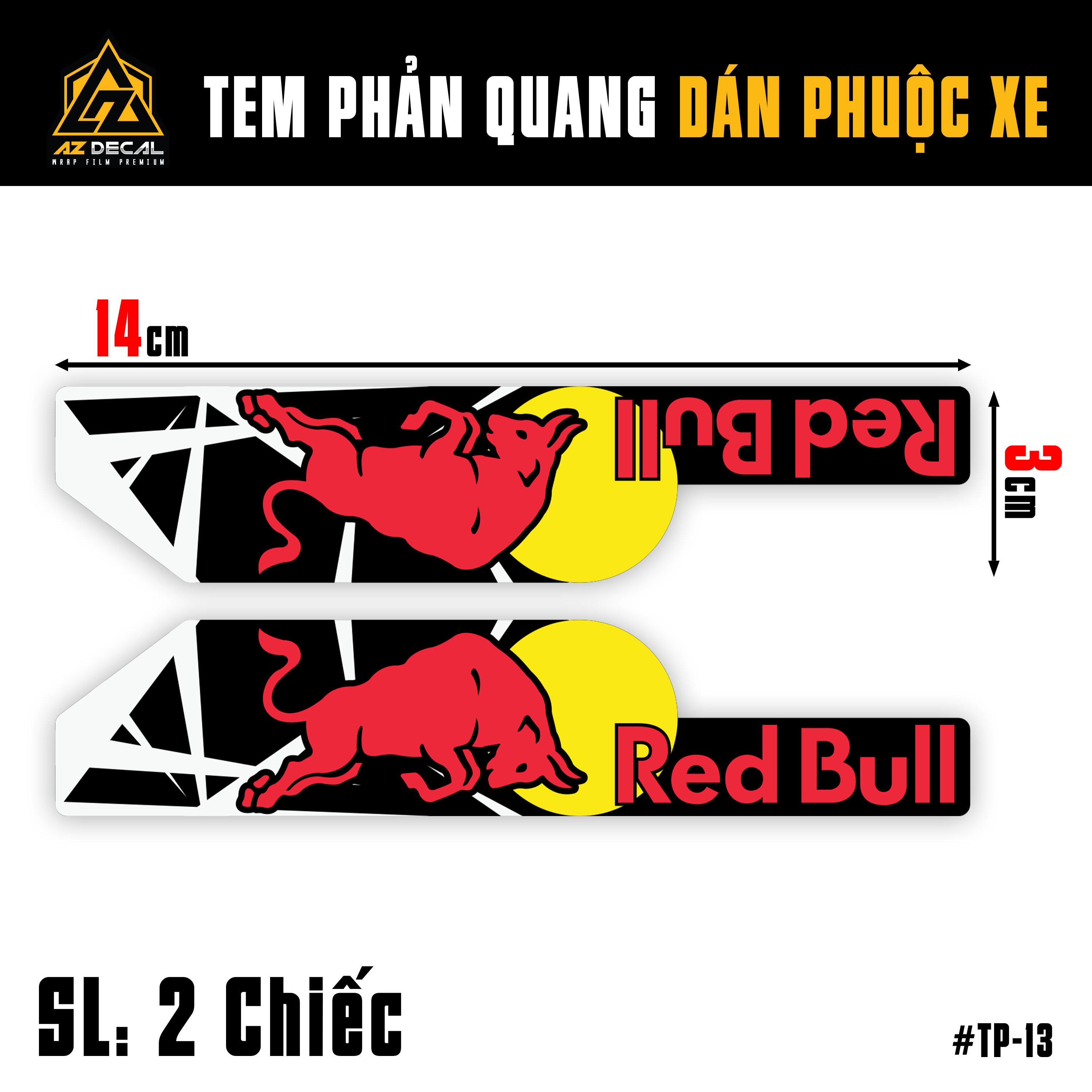 Kích thước của tem phuộc xe máy Red Bull