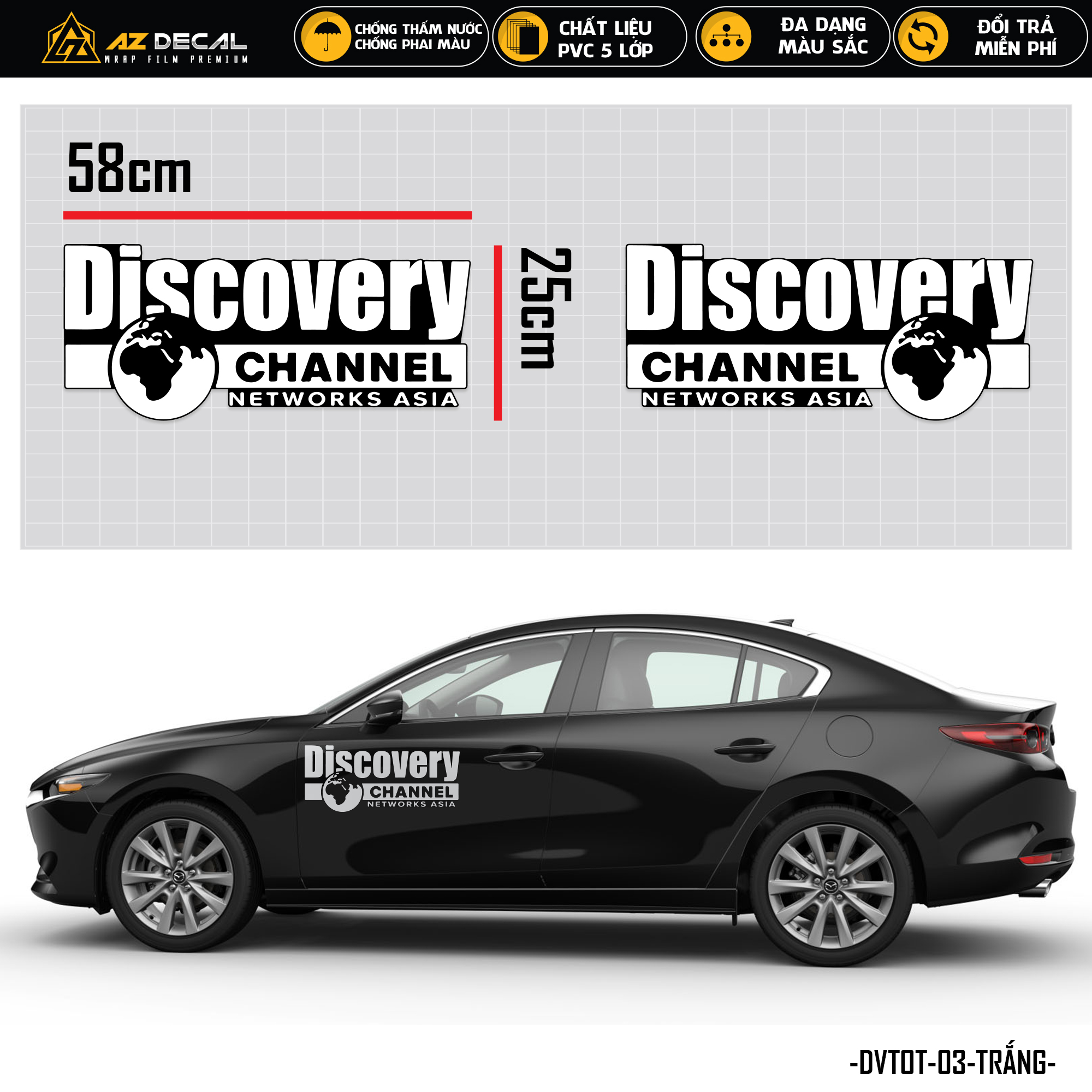 Đề can dán xe hơi Sedan SUV chữ Discovery Channel