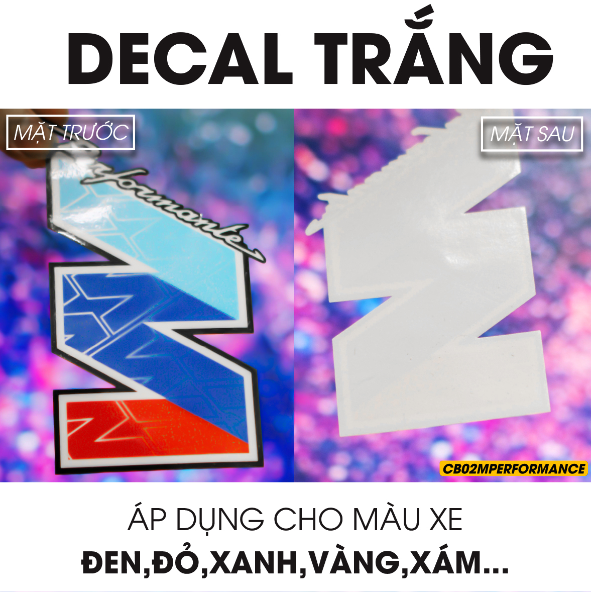 Tem dán xe M Performane decal trắng