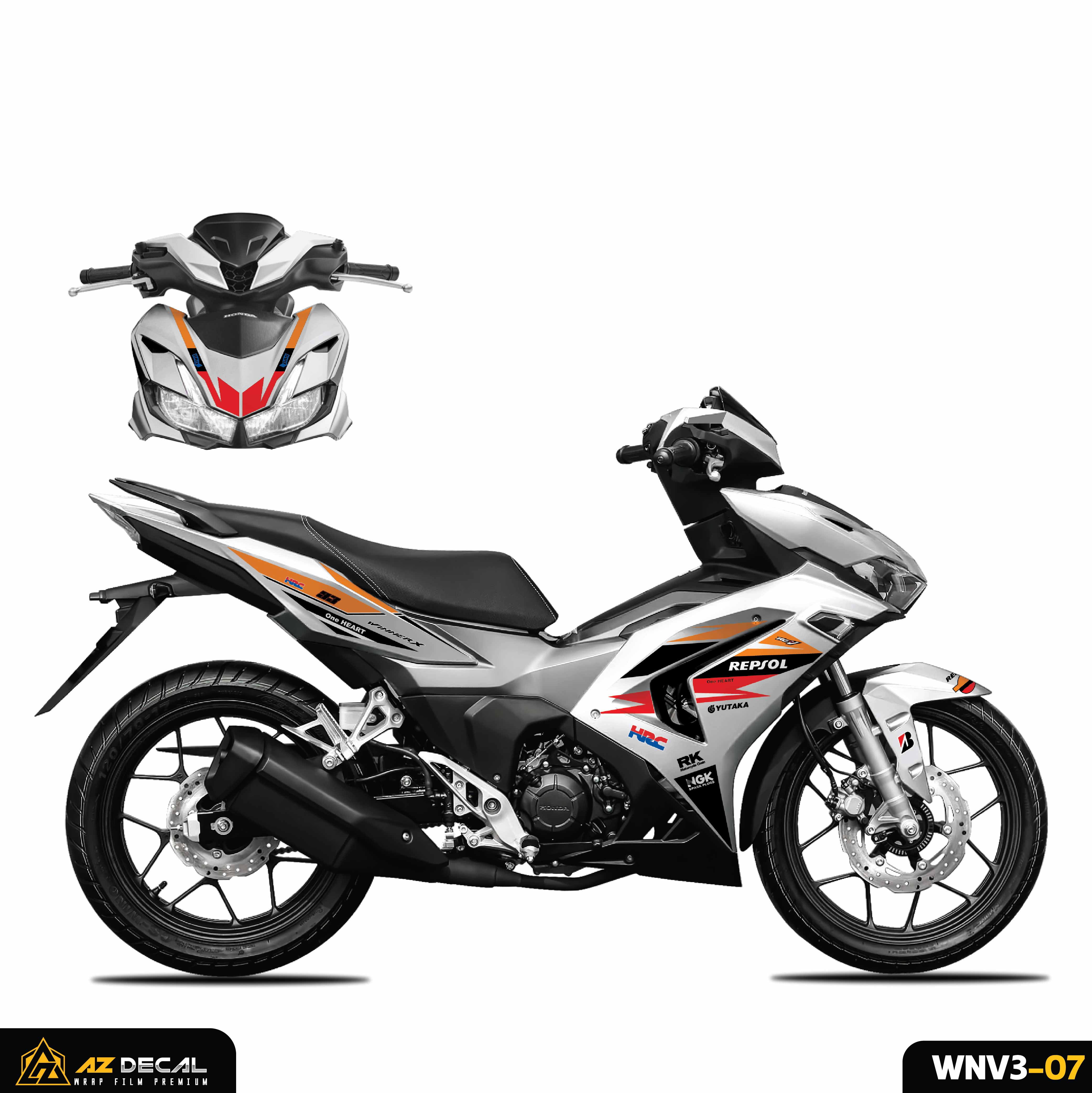 Tem rời dán xe Winner V3 - Winner X 2022 trắng Repsol