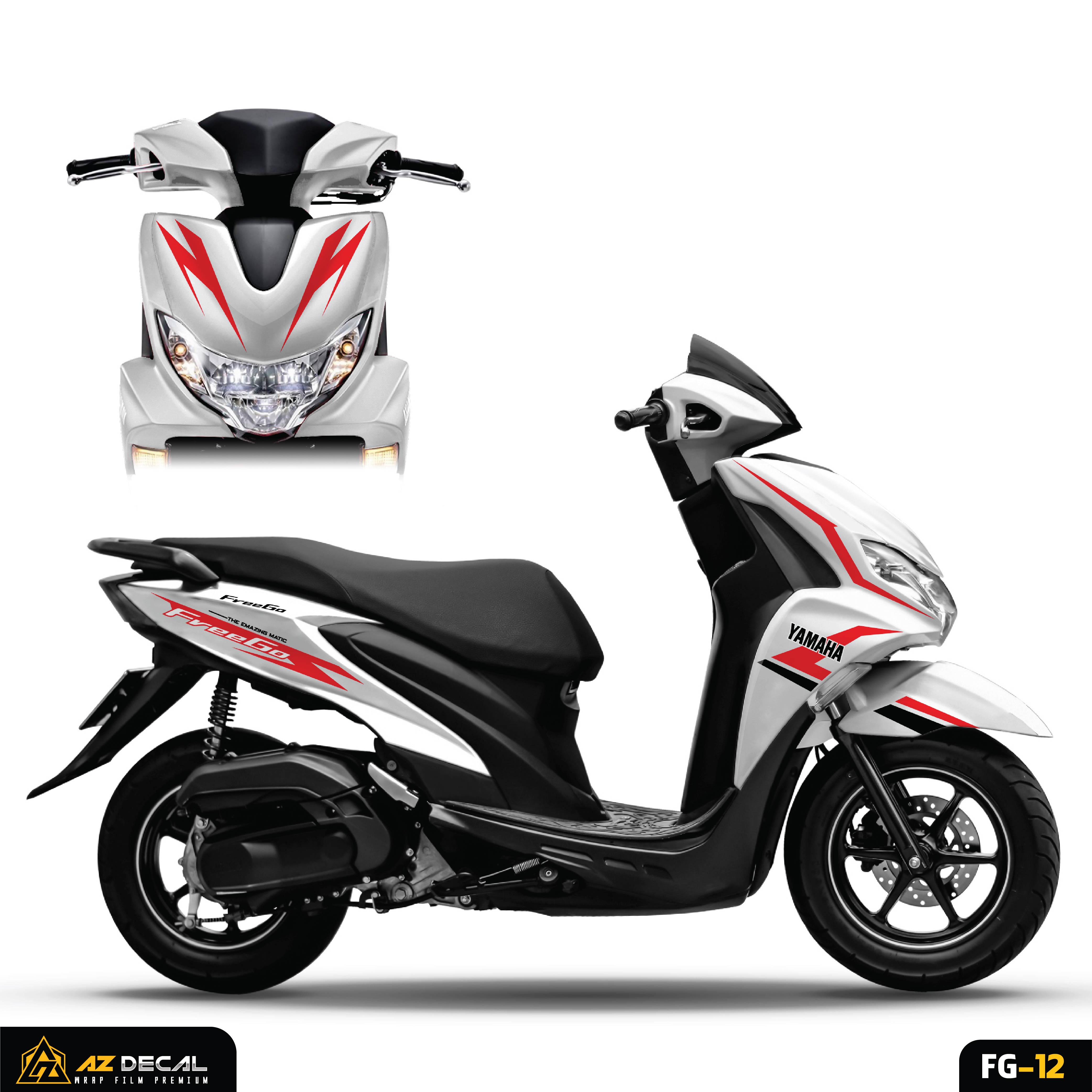 Tem rời xe Yamaha FreeGo màu đỏ trắng