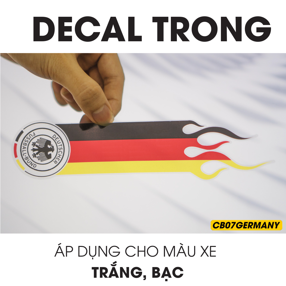 Decal trong dán cho xe trắng, bạc