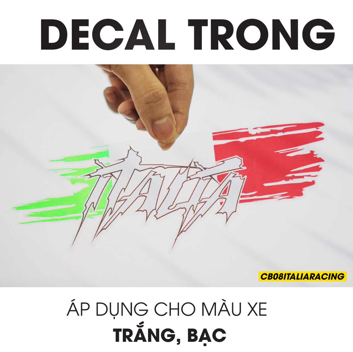 Decal trong dán cho xe trắng, bạc