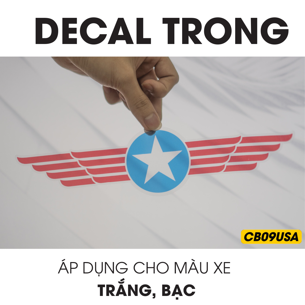 Decal trong dán xe màu trắng, bạc