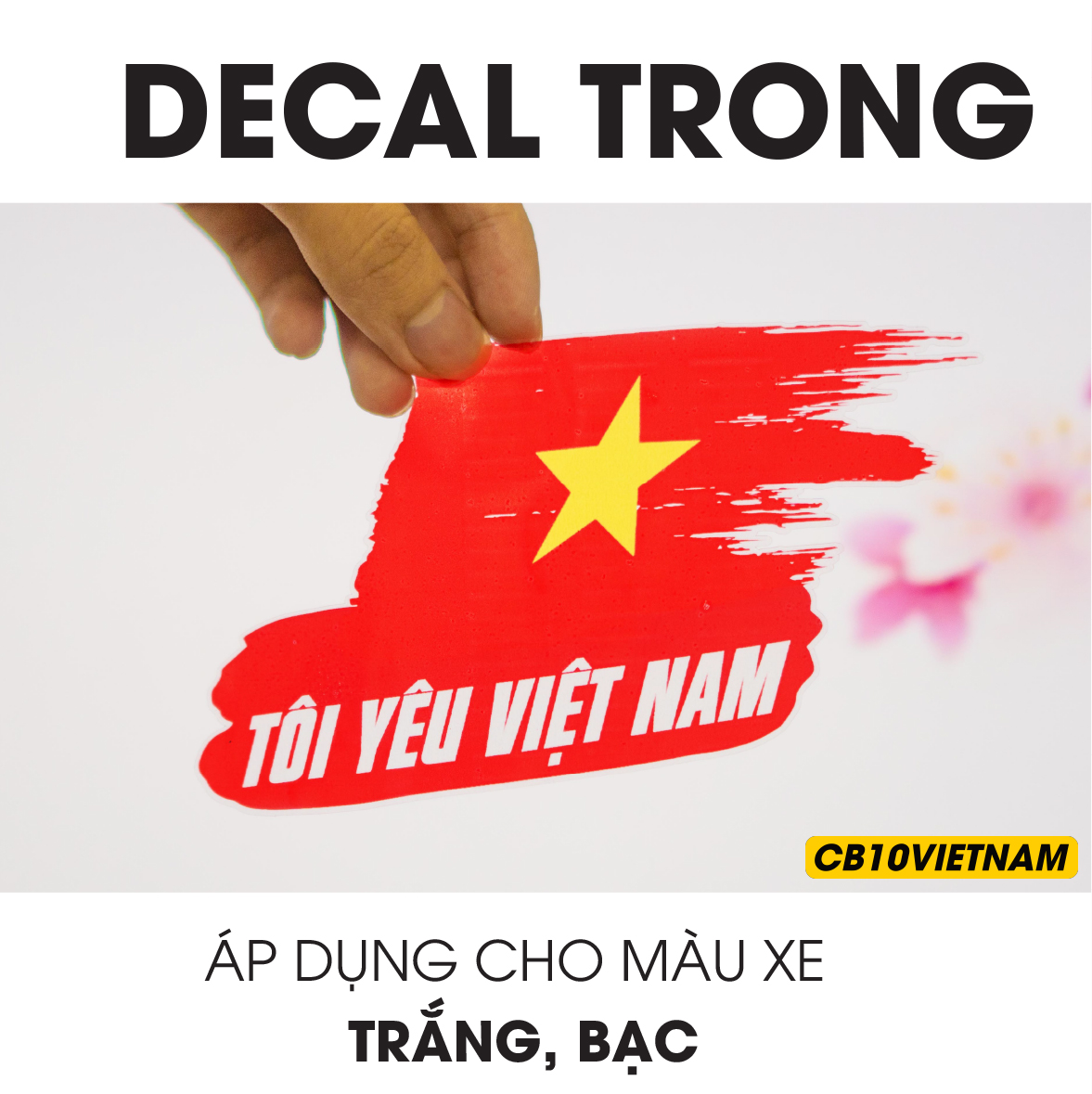 Decal trong mẫu Việt Nam dán xe máy xe điện màu trắng