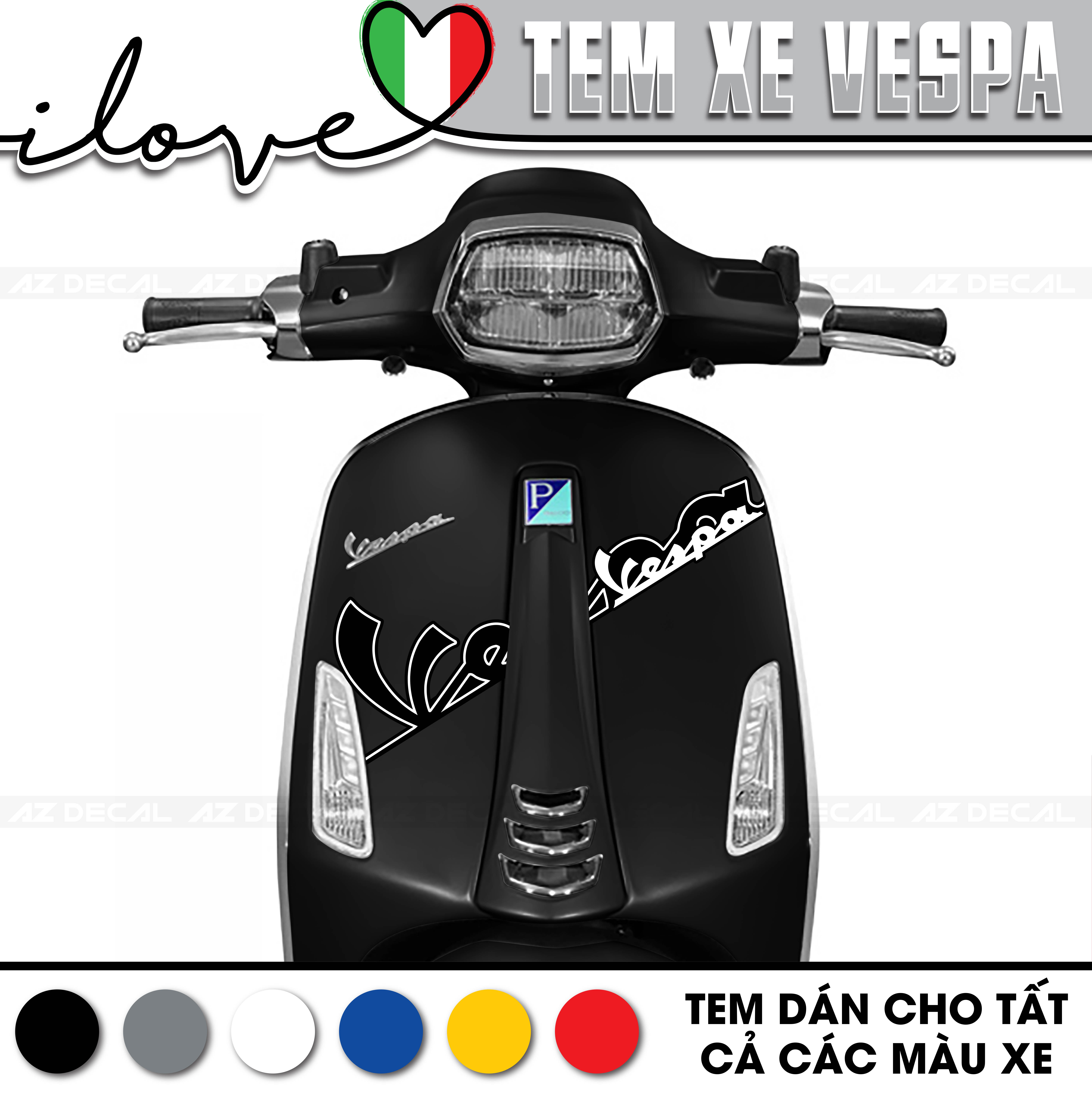 Tem Xe Vespa | VP07 | Thiết Kế Chữ Vespa Cách Điệu