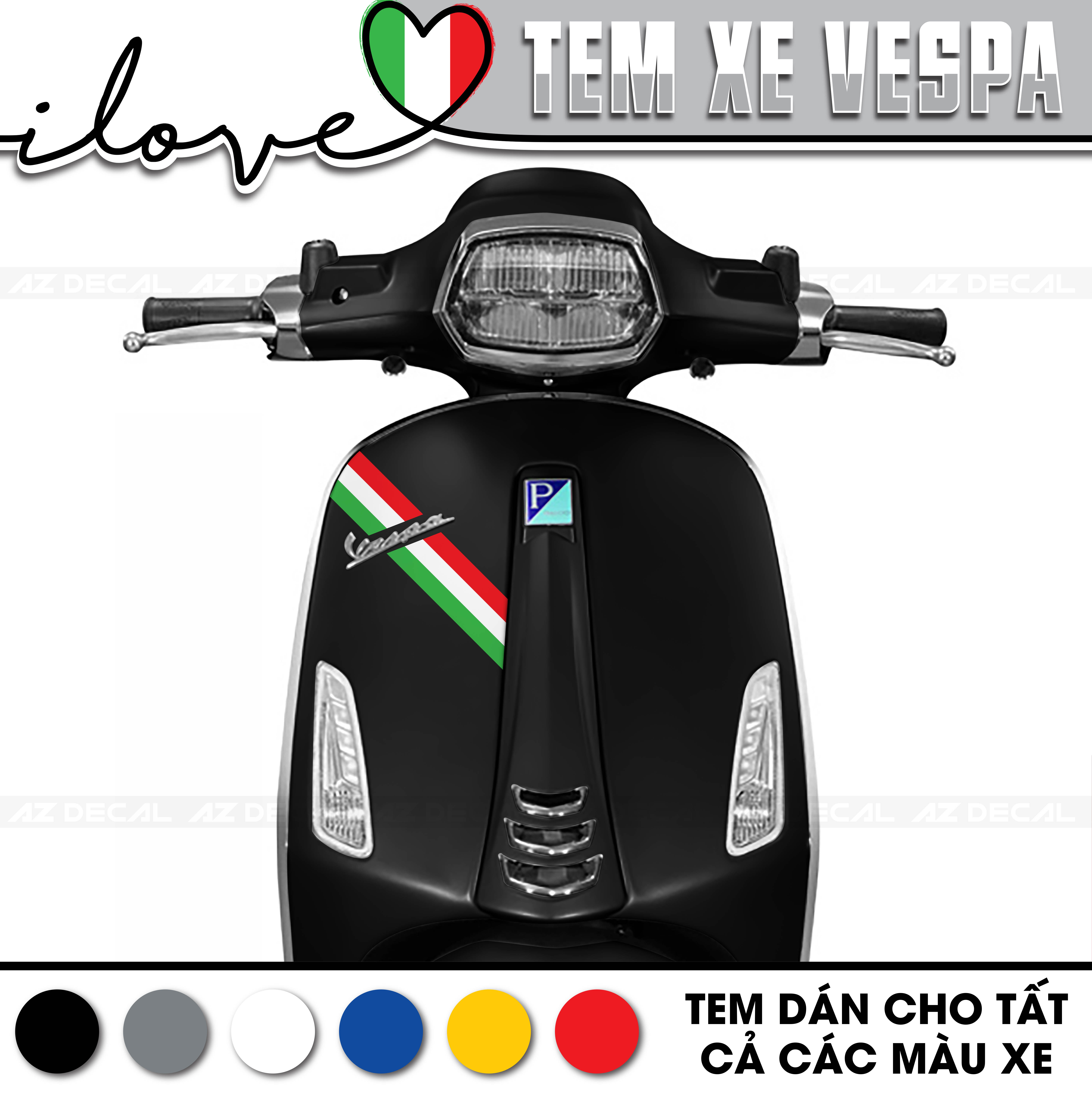 Decal xe Vespa đen