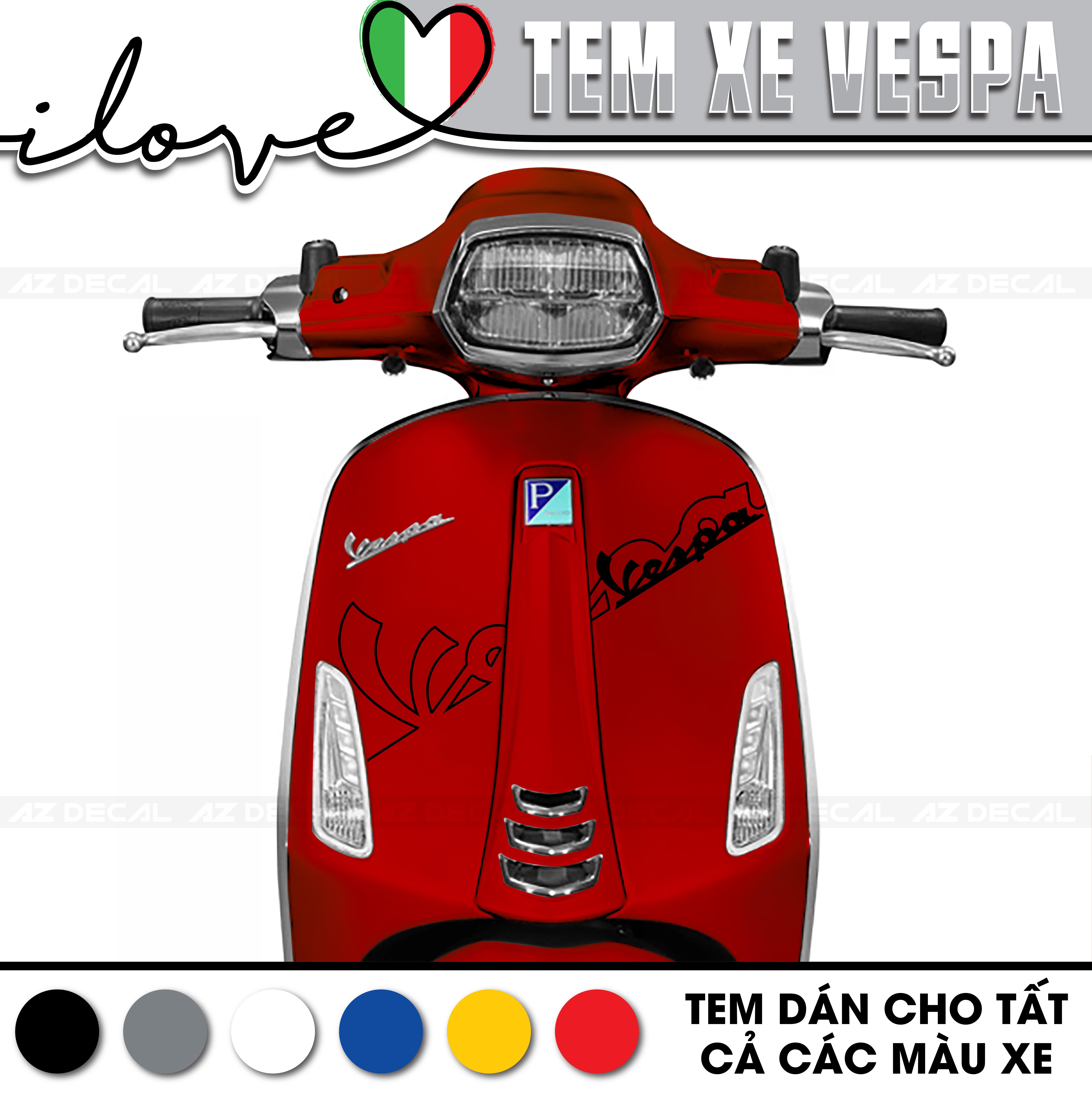 Tem Xe Vespa | VP07 | Thiết Kế Chữ Vespa Cách Điệu