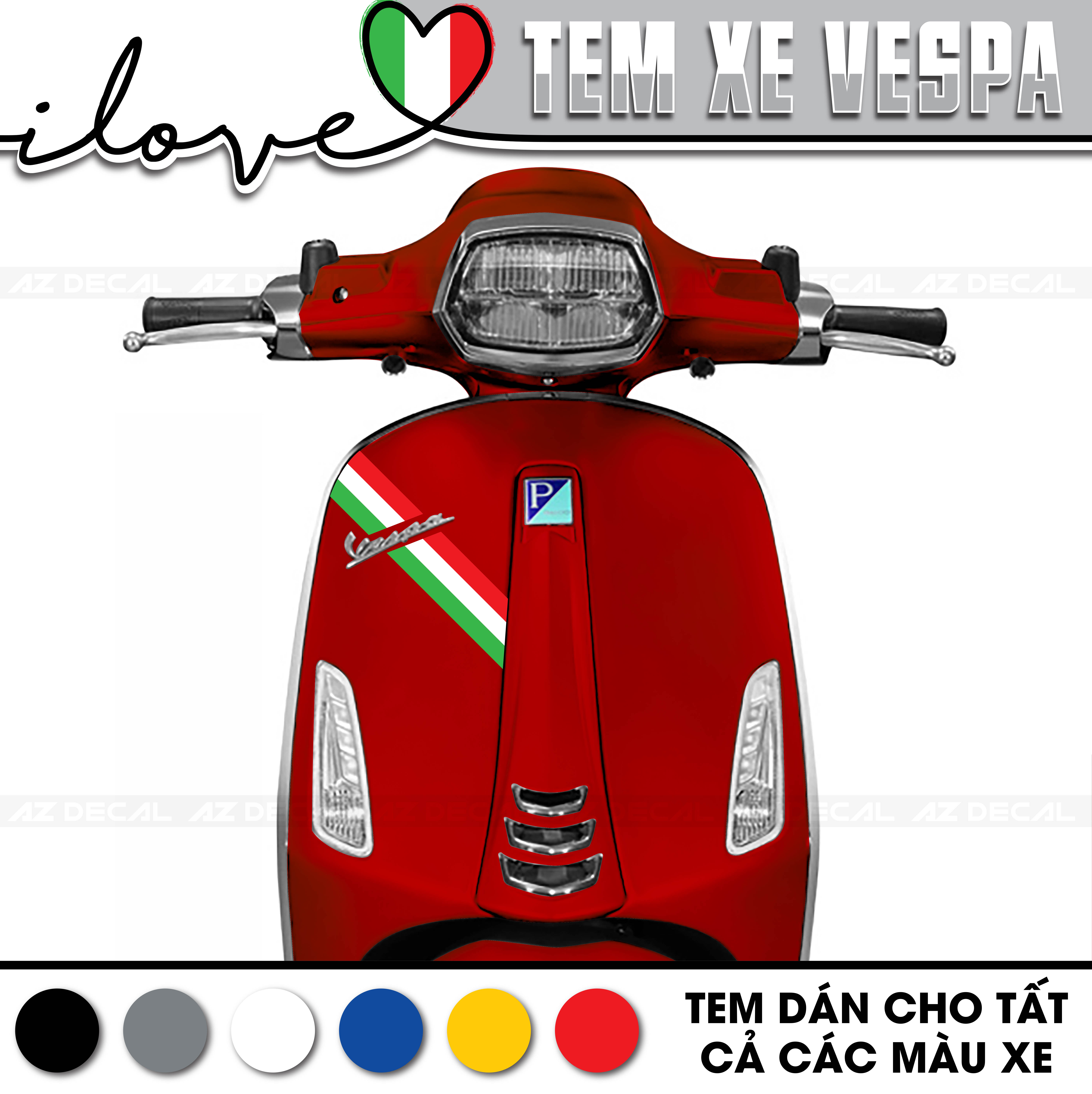 Dán tem xe Vespa đỏ