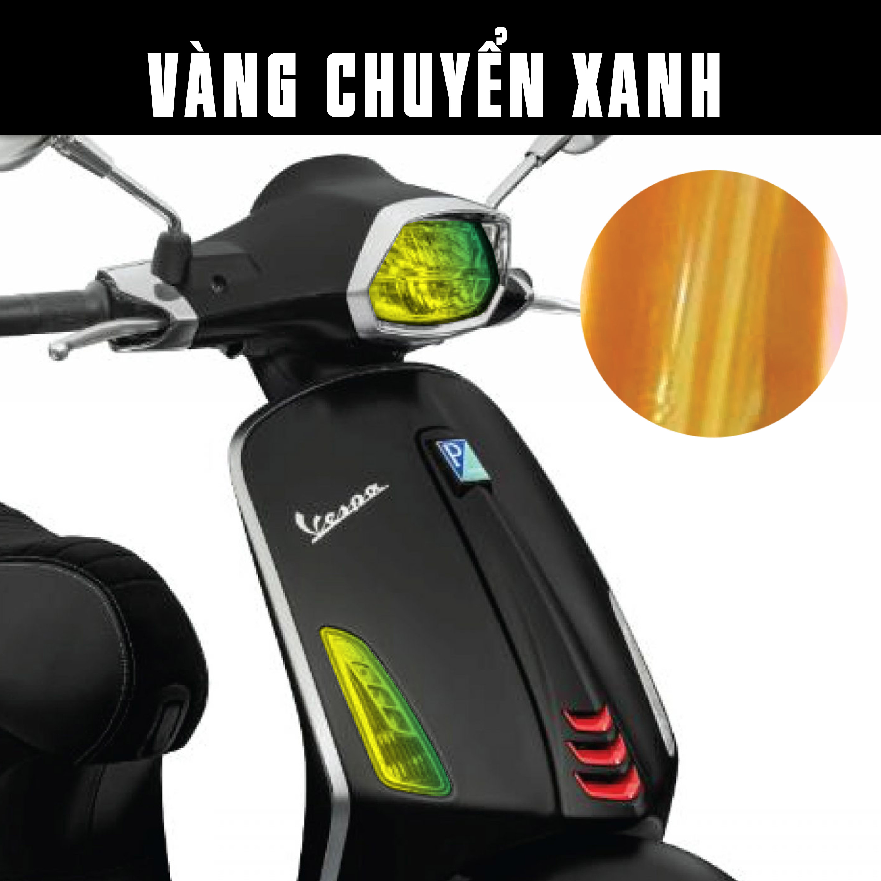 Miếng dán đèn xe Vespa Sprint màu vàng hồng