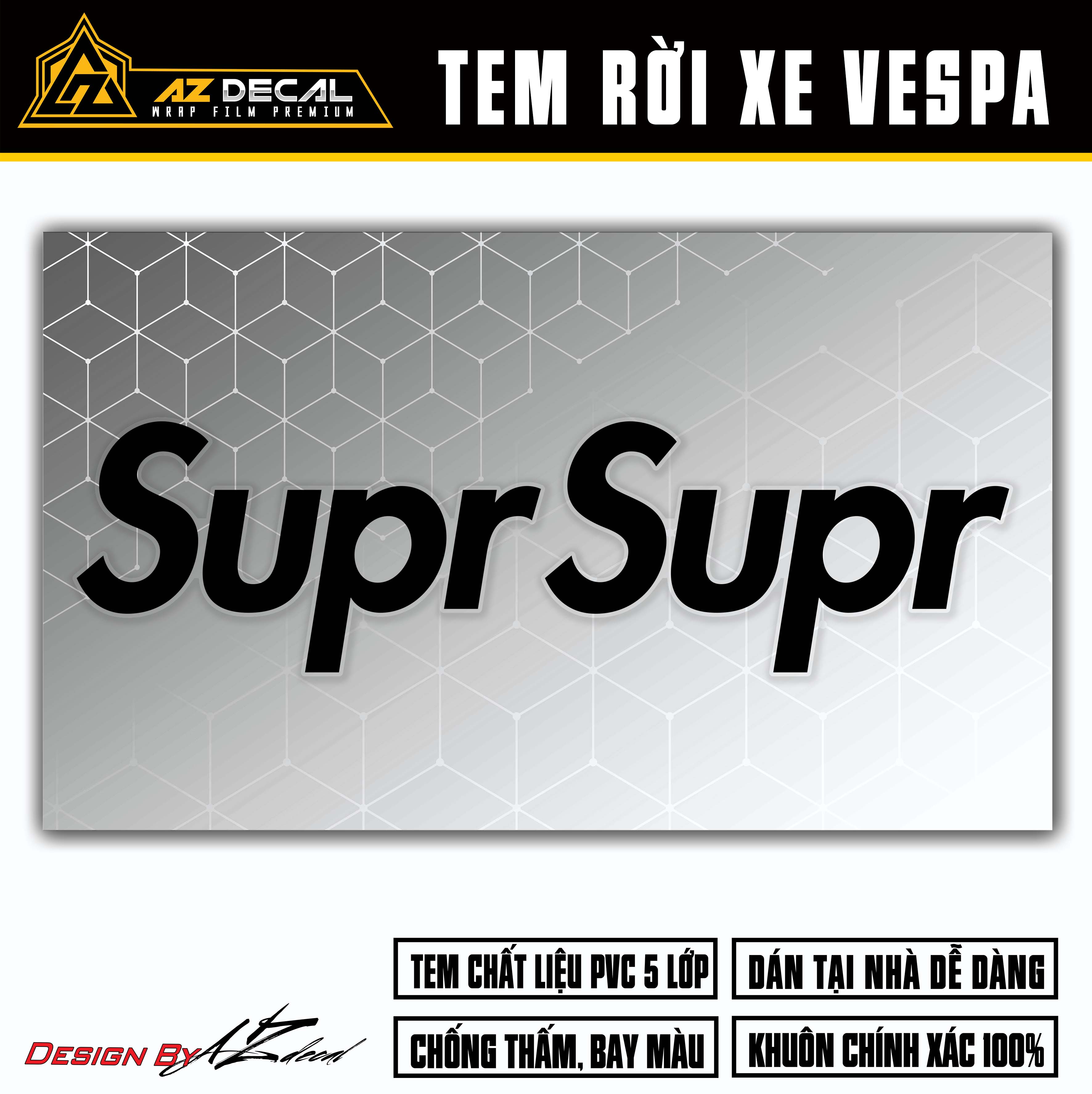 Tem xe Vespa đẹp chữ Supreme cách điệu