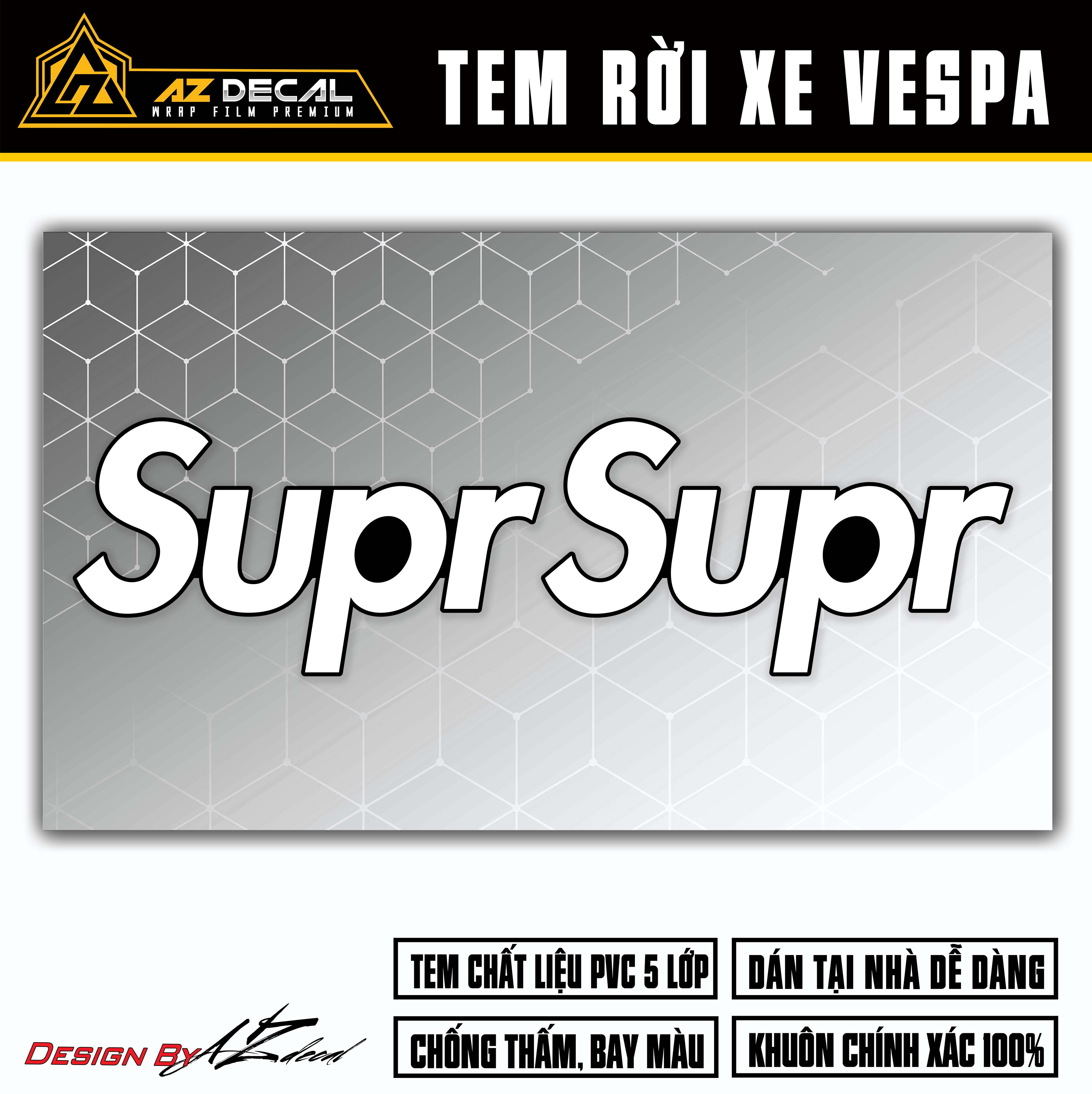 Dán decal xe Vespa đẹp chữ Supreme