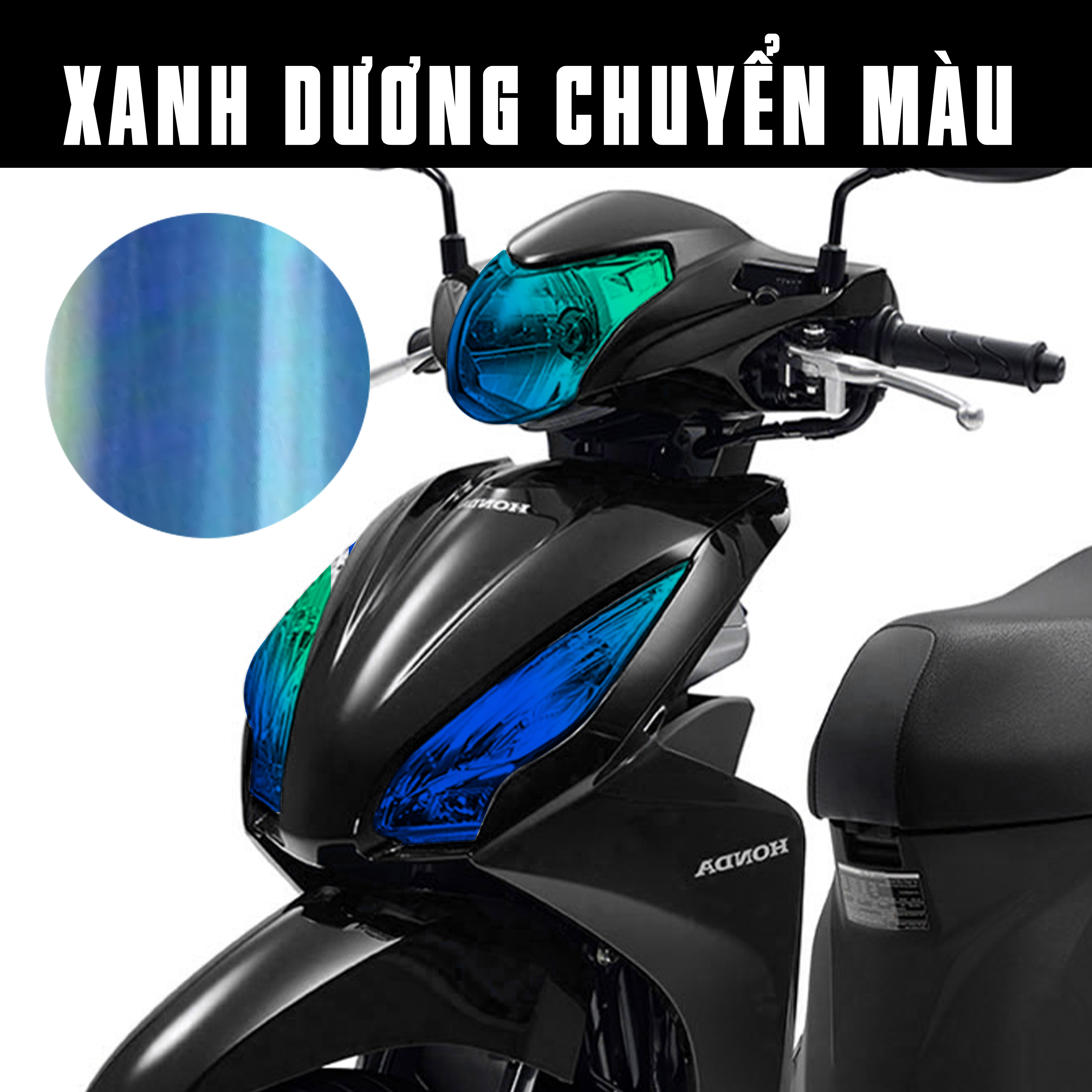 Decal dán đèn pha đèn demi Vision 2015 - 2019 màu xanh dương