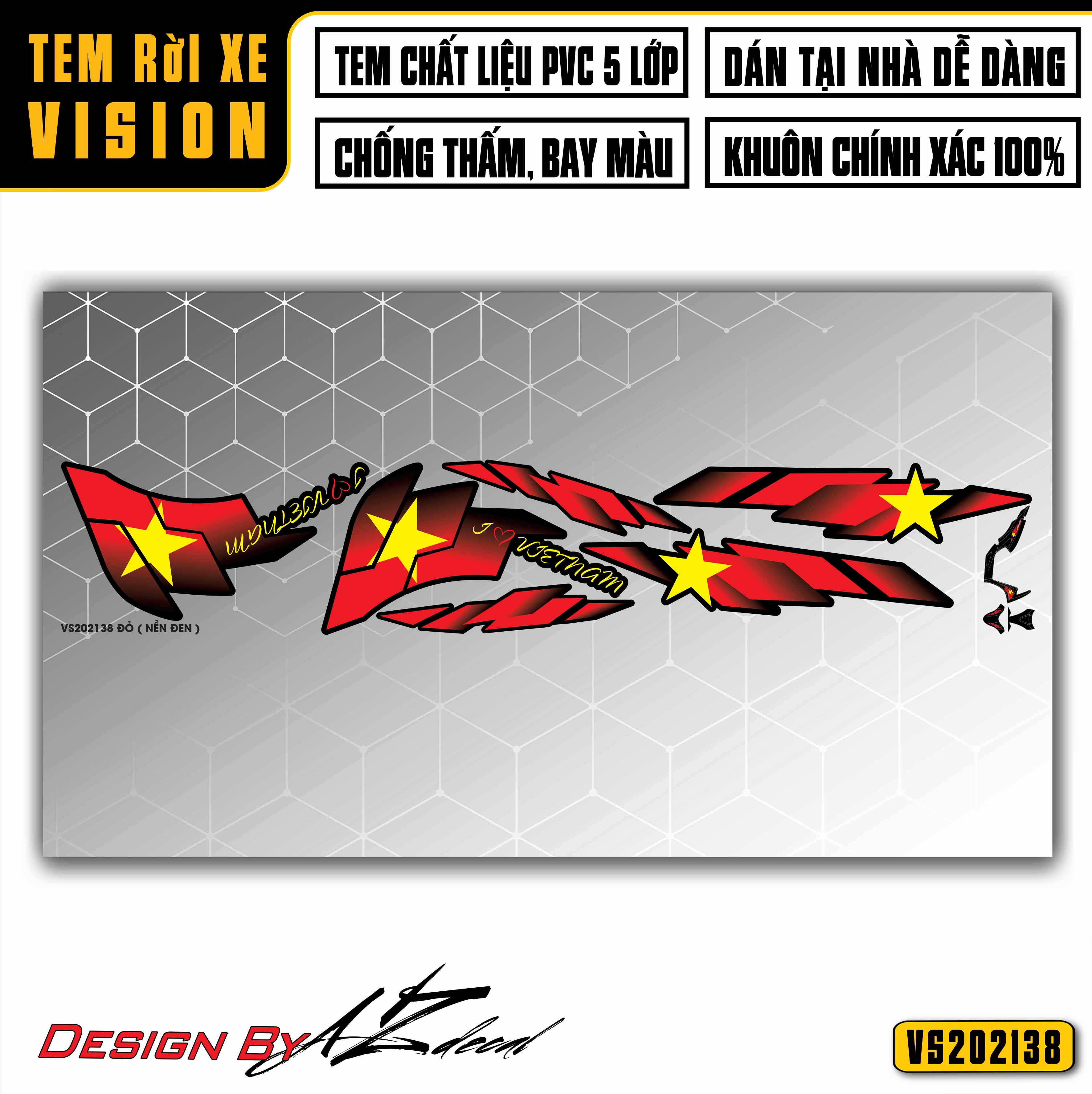 Decal hình cờ Việt Nam dán xe Vision