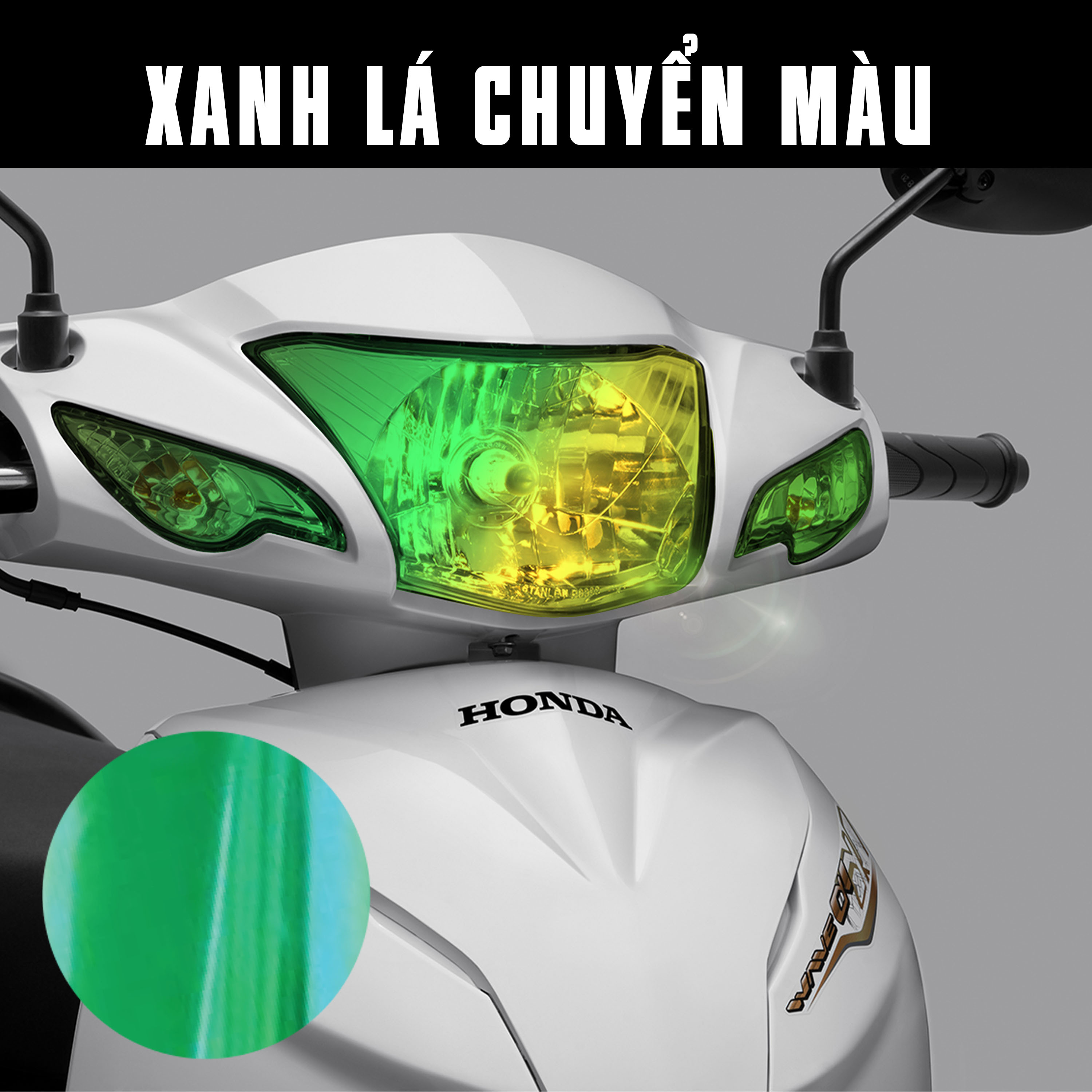 Decal dán choá đèn Wave 110 màu xanh lá