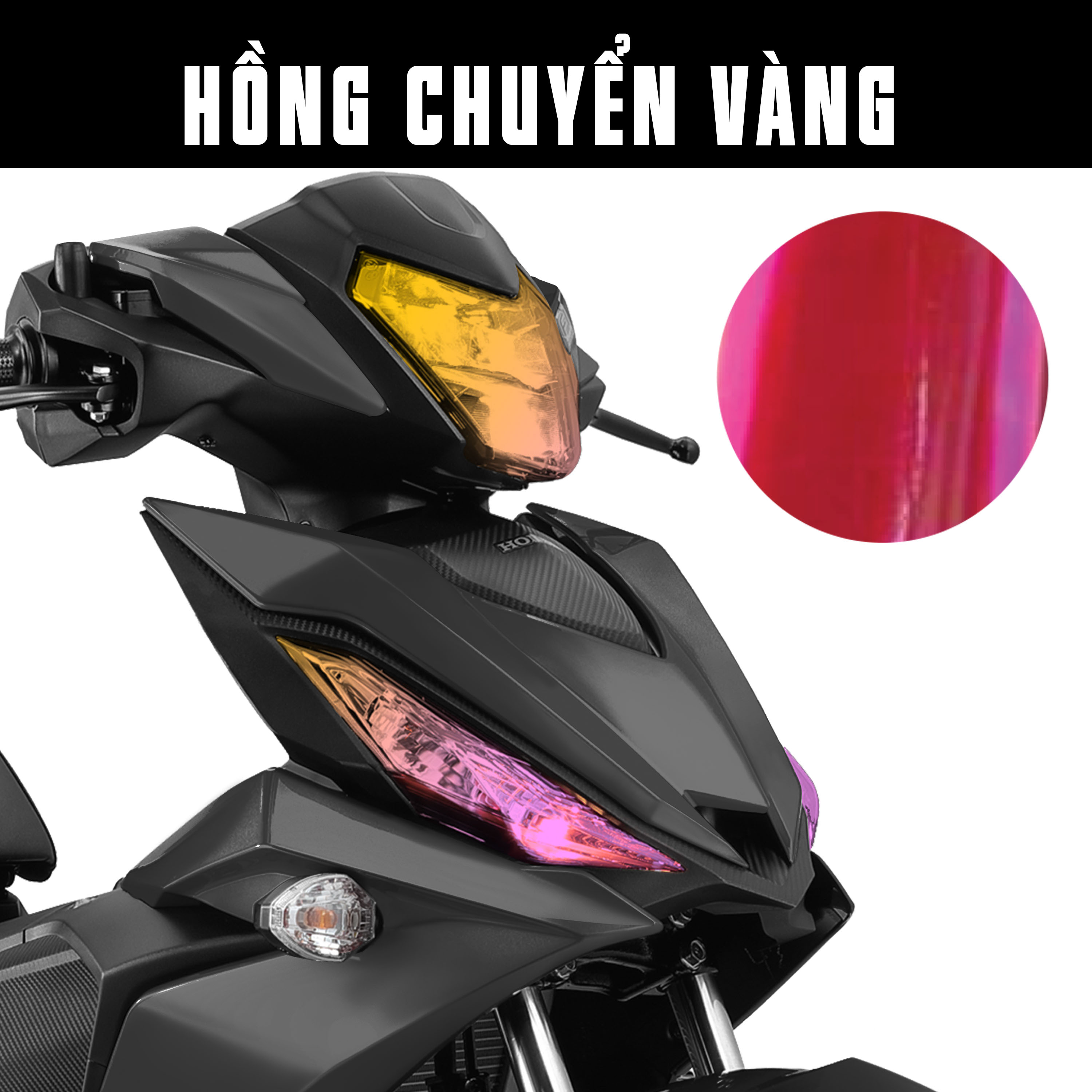 Film titan dán đèn xe Winner màu hồng vàng