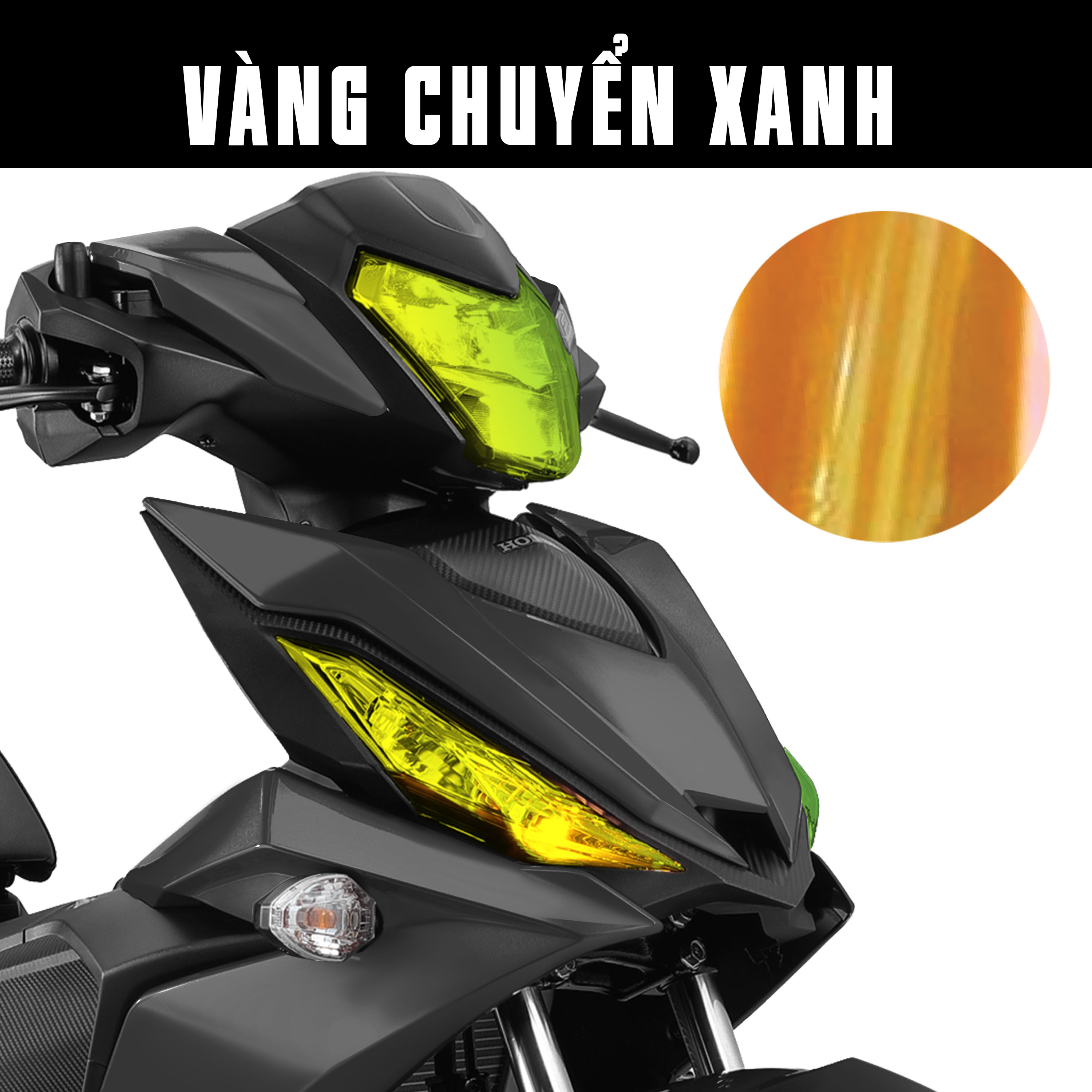 Decal dán đèn xe Honda Winner 150 màu vàng chuyển xanh