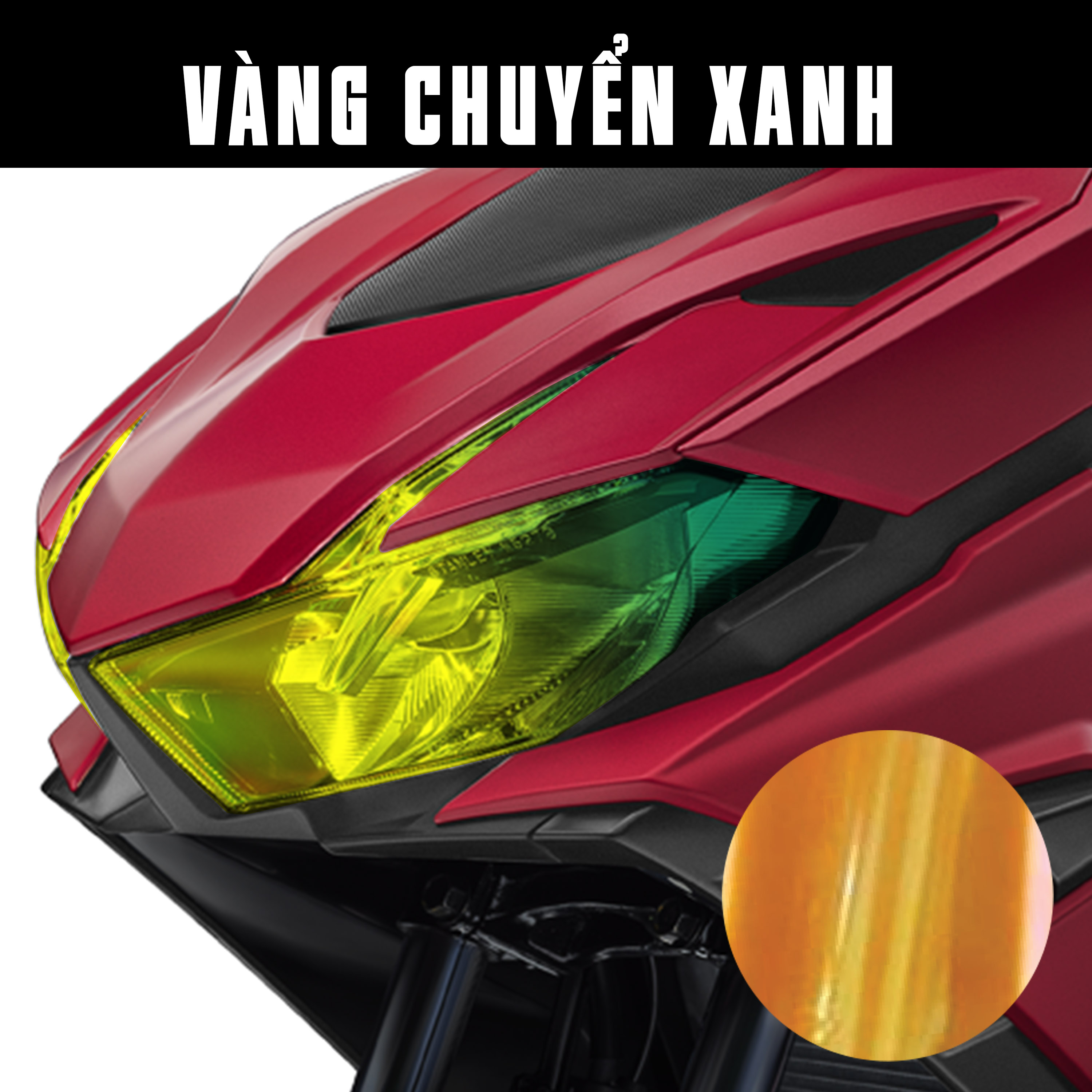 Film titan màu vàng chuyển xanh dán trang trí chóa đèn Winner V3