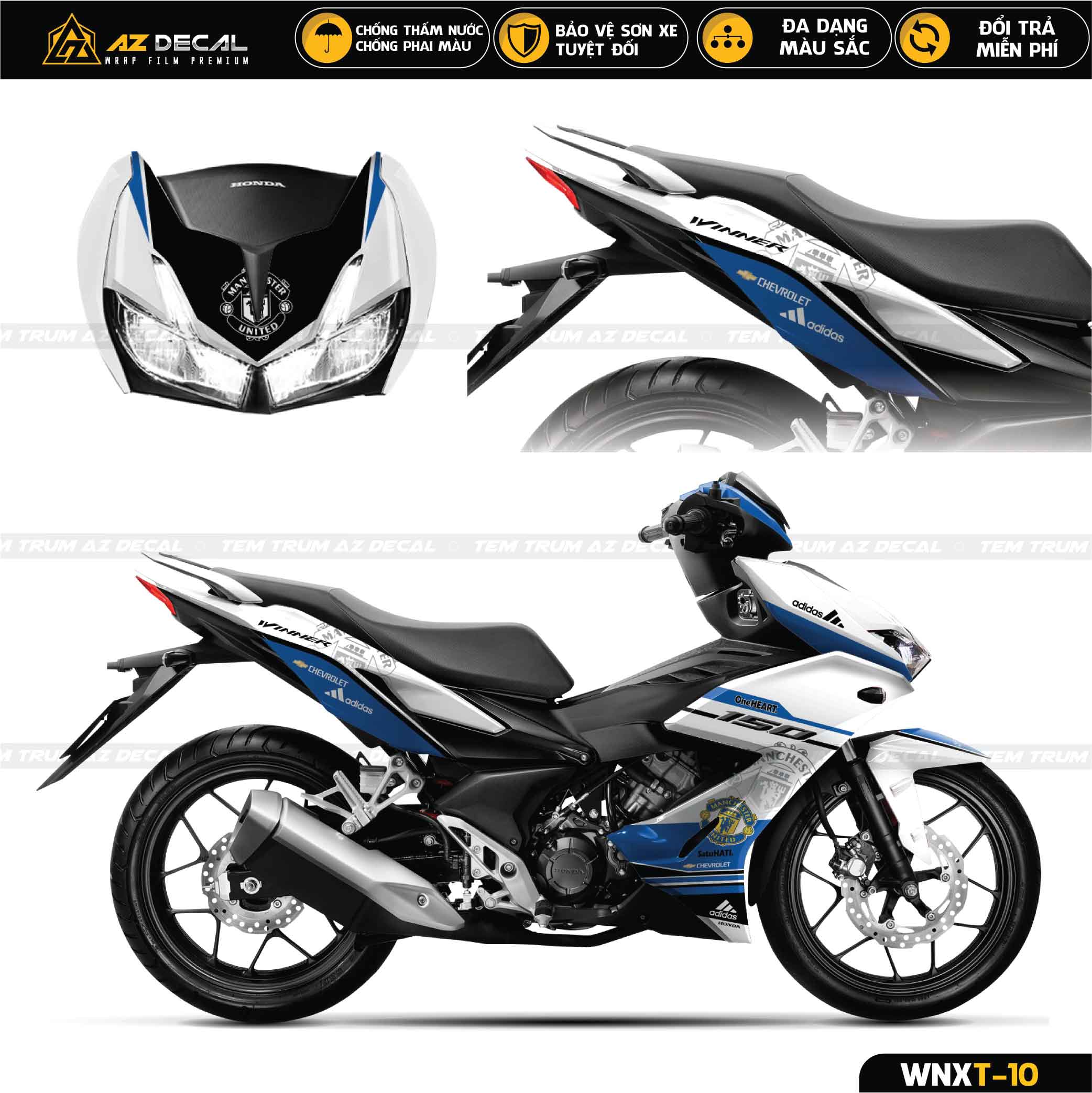 Decal trùm xe Honda Winner X màu xanh trắng