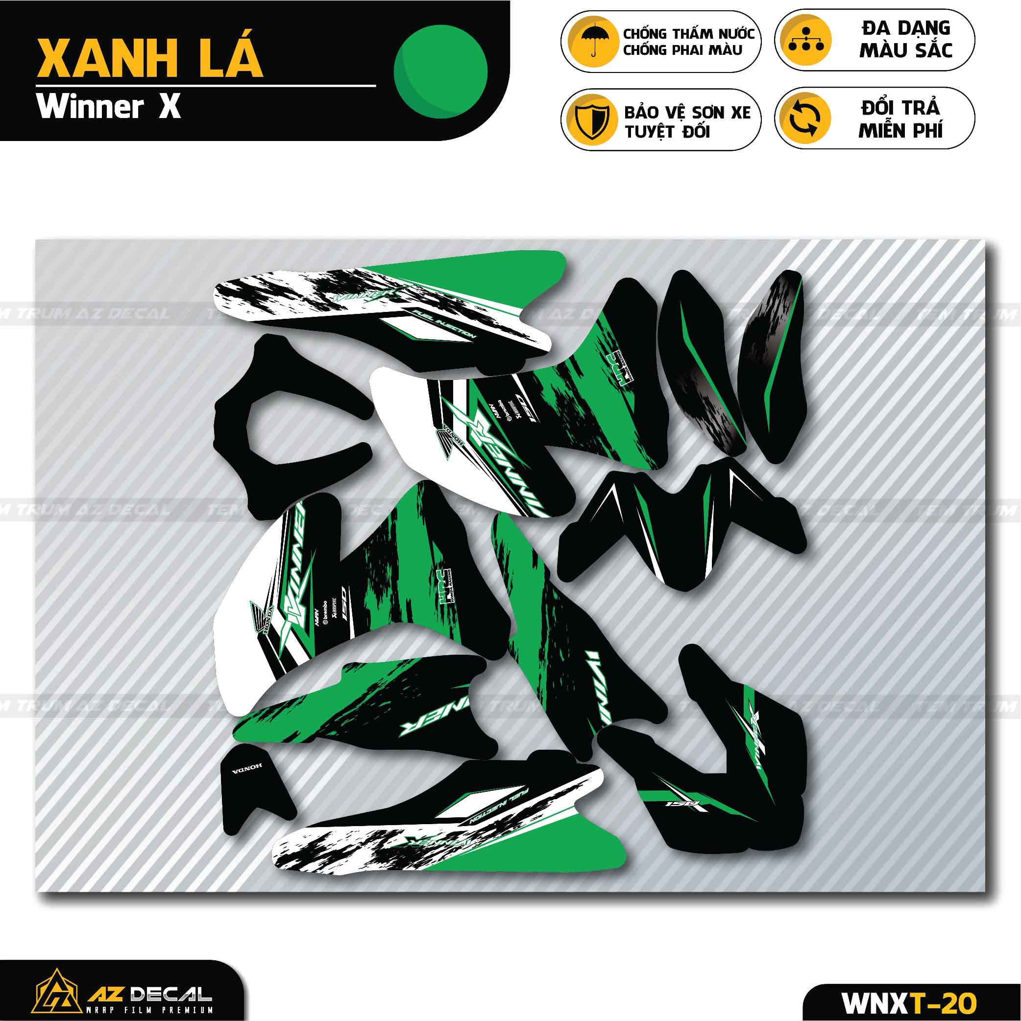 Decal dán xe Winner X màu xanh đen đẹp