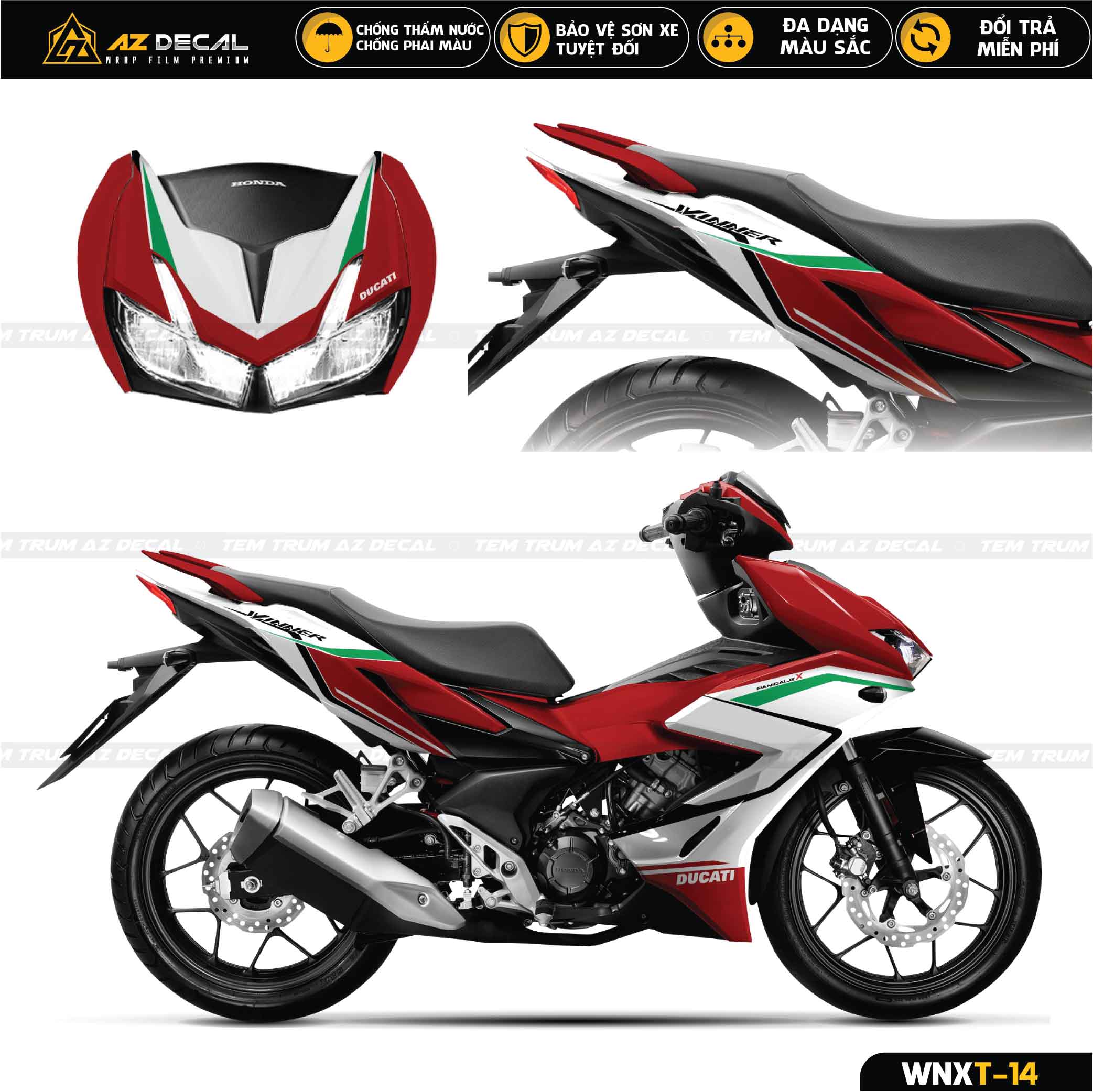 Decal trùm xe WInner X màu đỏ phong cách Ducati