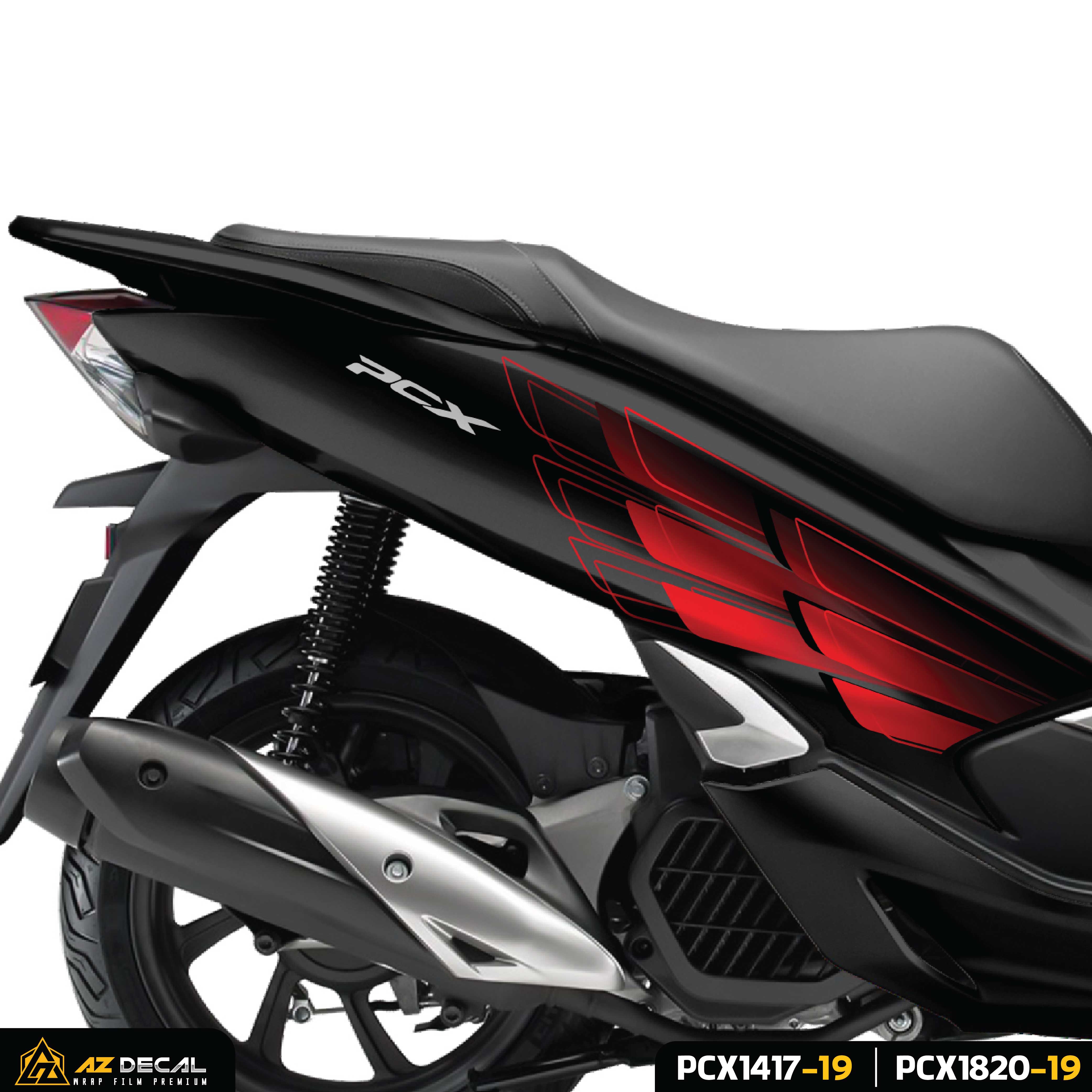 Cận cảnh mẫu tem dán xe Honda PCX đen mẫu đôi cánh