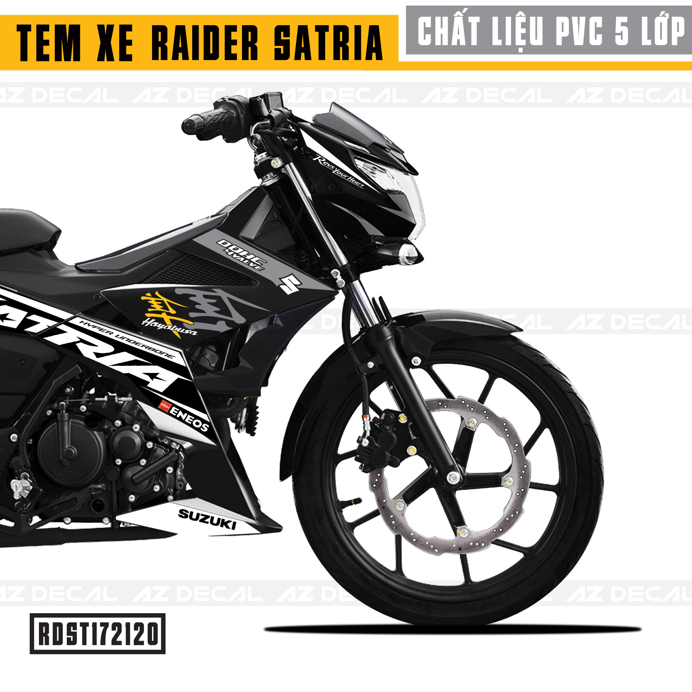 Tem xe Satria & Raider Hayabusa 02 xe Đen cận cảnh