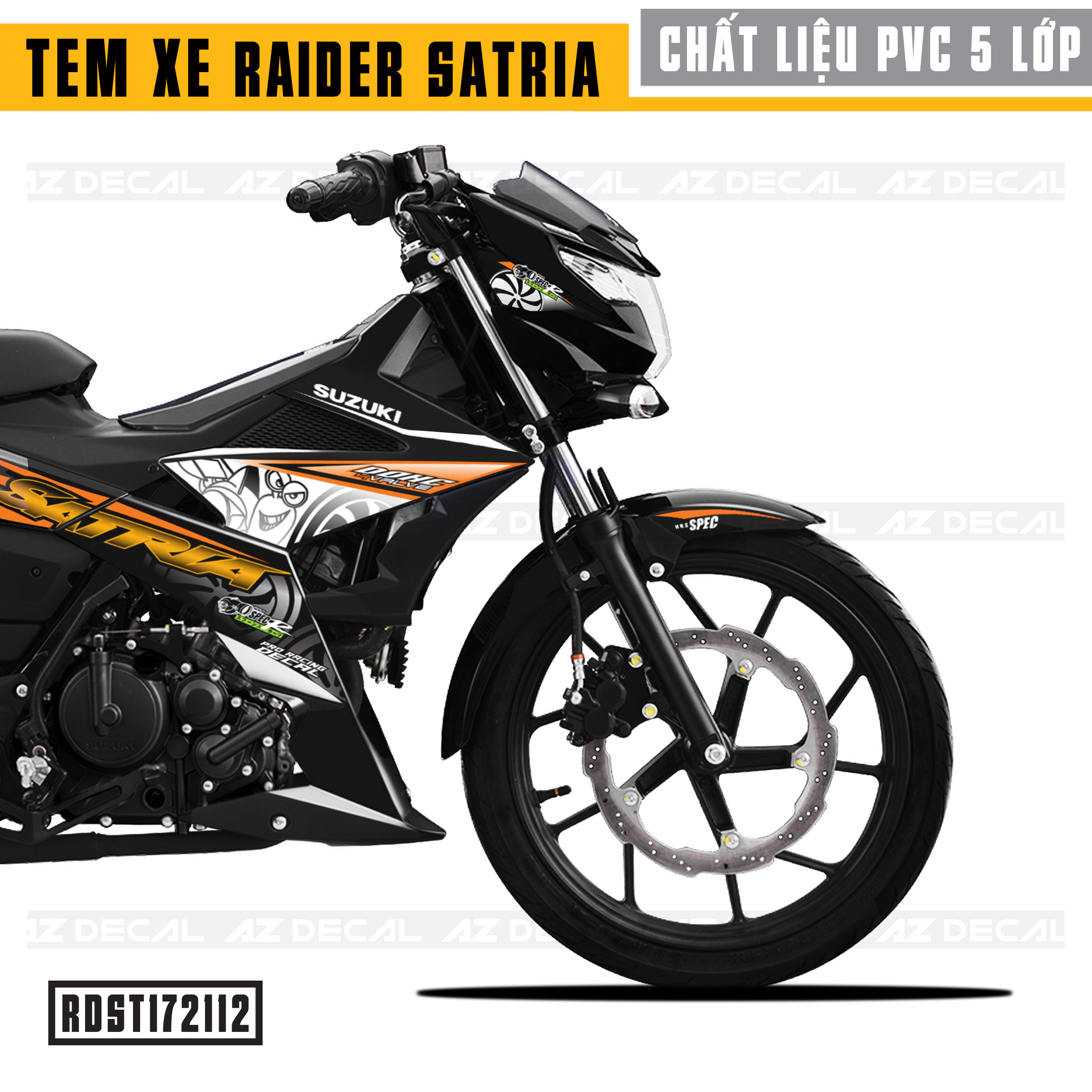 Tem Xe Raider/Satria Đen Mẫu Tubo cận cảnh