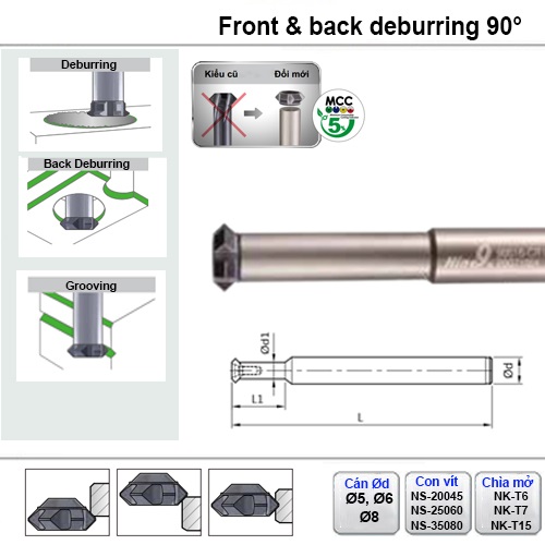 Dao Chamfer Hai Mặt 90 Độ Nine9 01R4101 01R4102 01R4103 01R4104 01R4105 01R4106