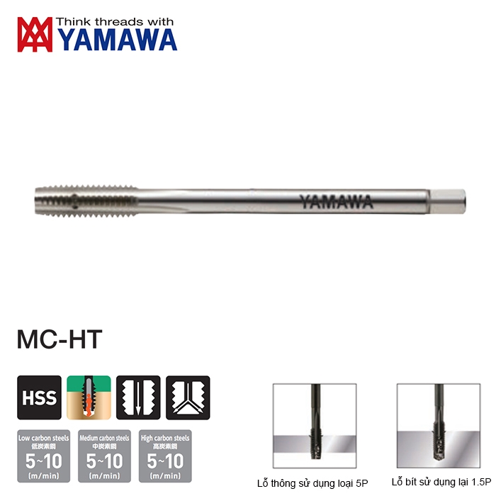 Mũi Taro Hand Tap Có Lỗ dàu Chạy Lỗ Thông Và Bít MC-HT Yamwa